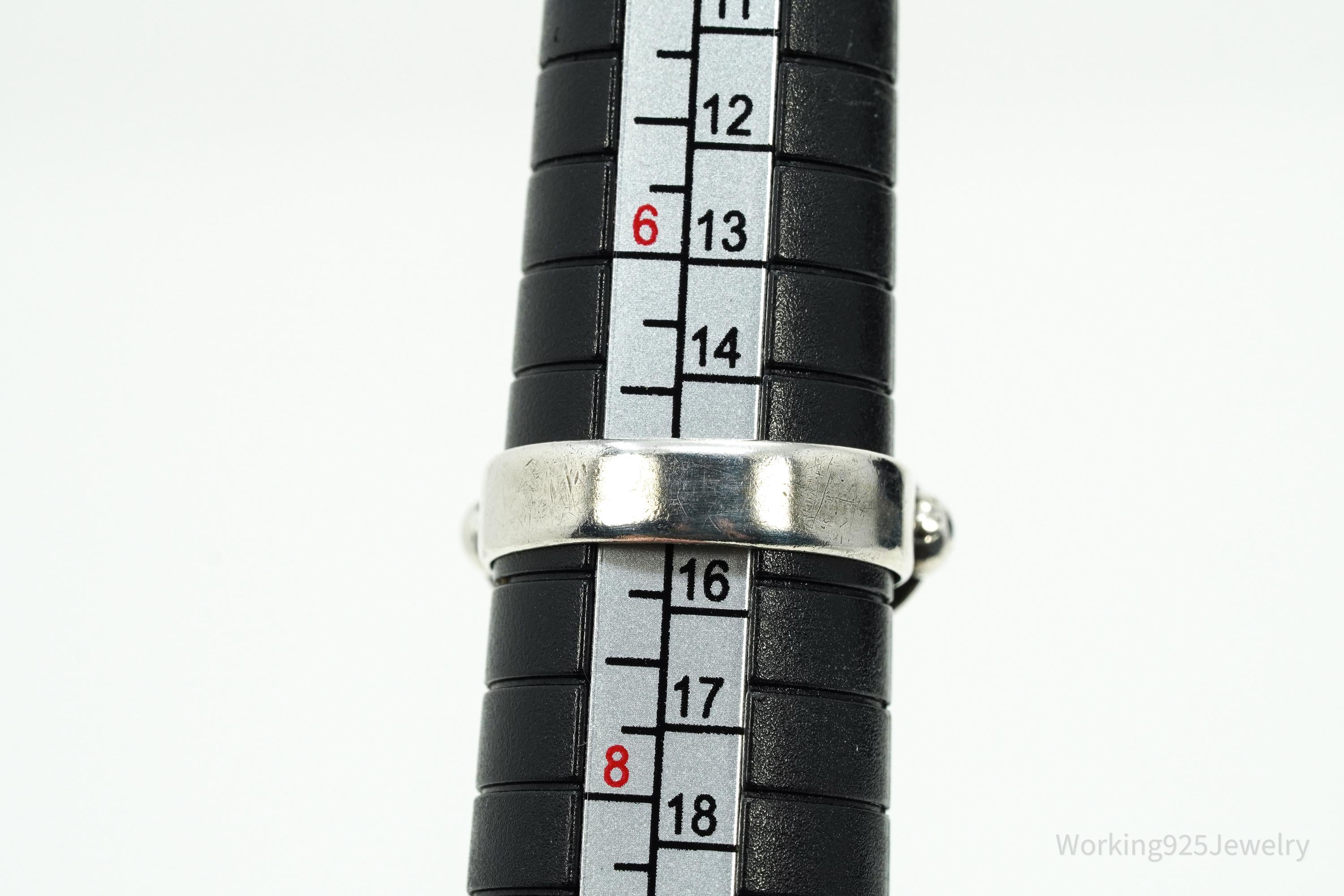 Vintage Jasper Modernist Style Silver Ring - Size 7