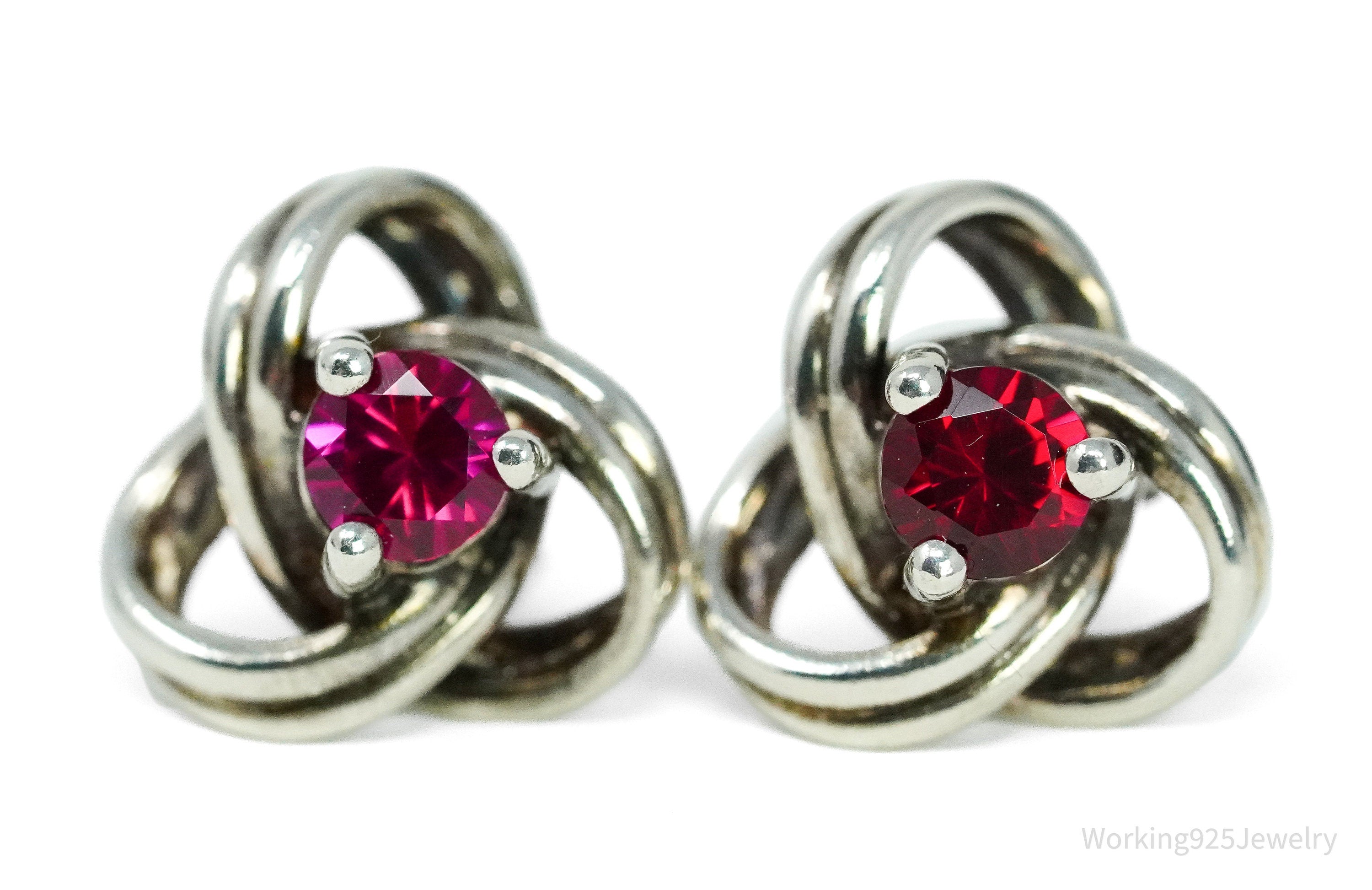 Vintage Pink Cubic Zirconia Sterling Silver Earrings