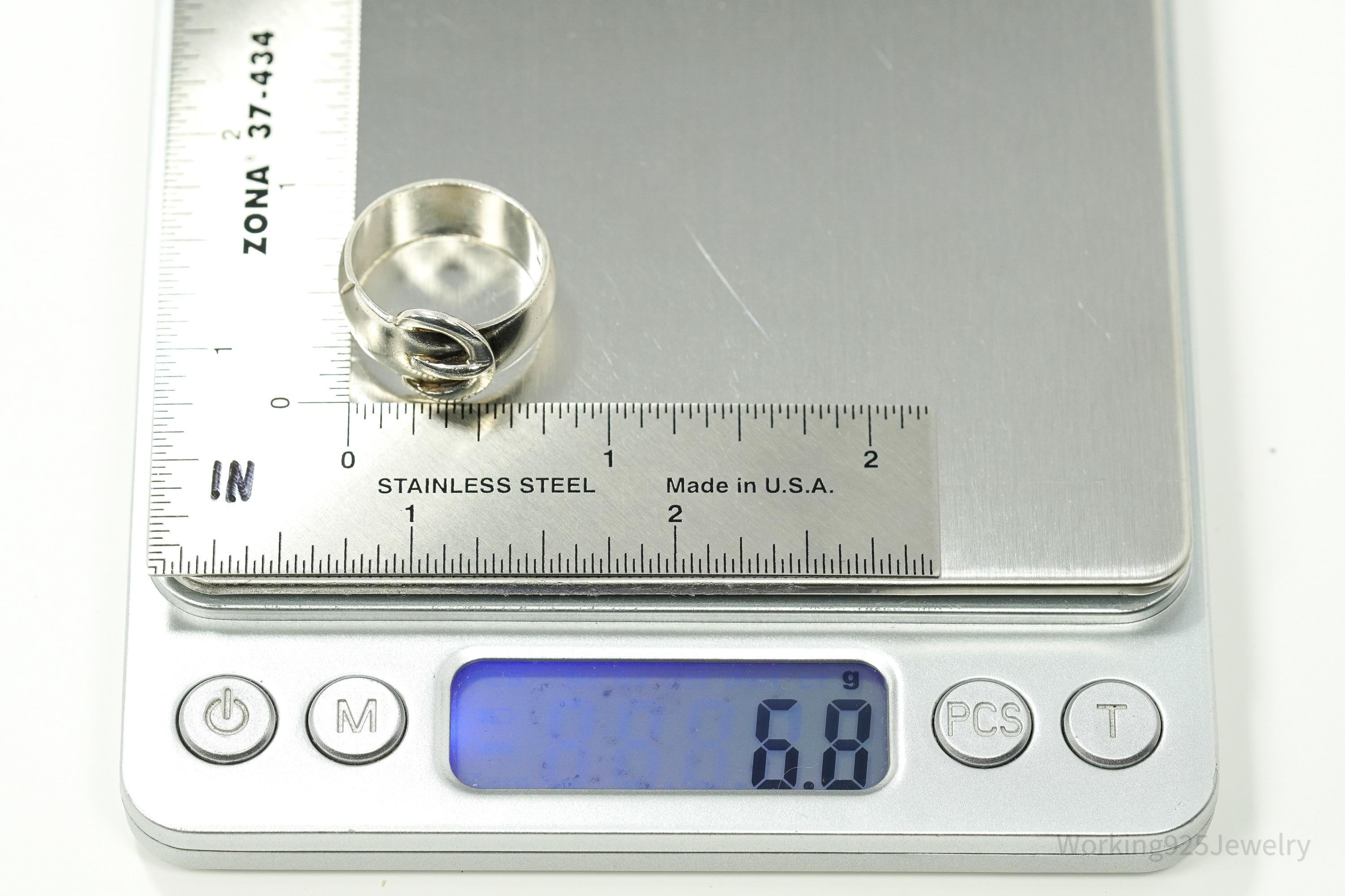 Vintage 1970s Birmingham Buckle Sterling Silver Ring - Size 8.25