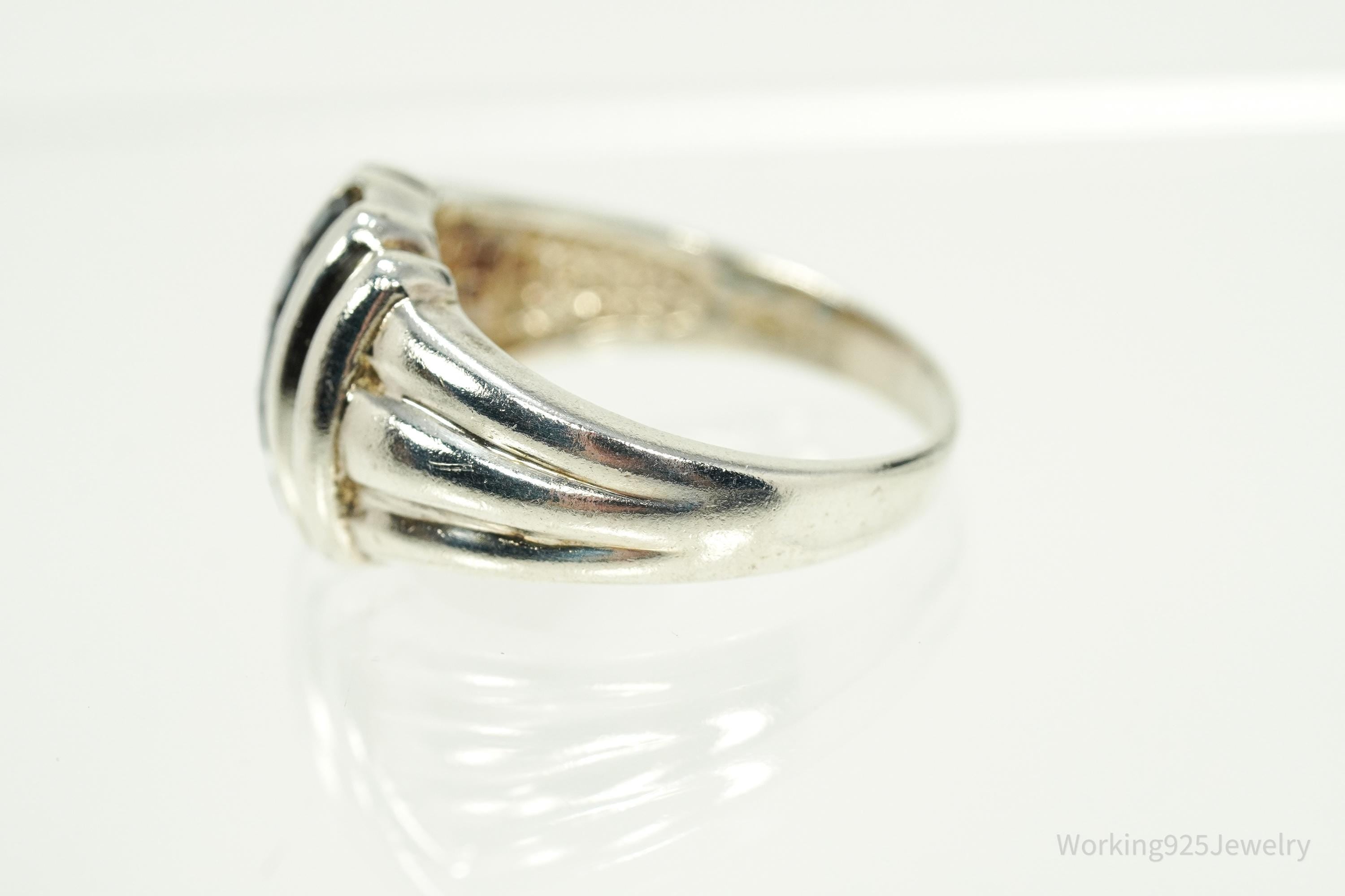 Vintage Blue Sapphire Sterling Silver Ring - Size 9.25