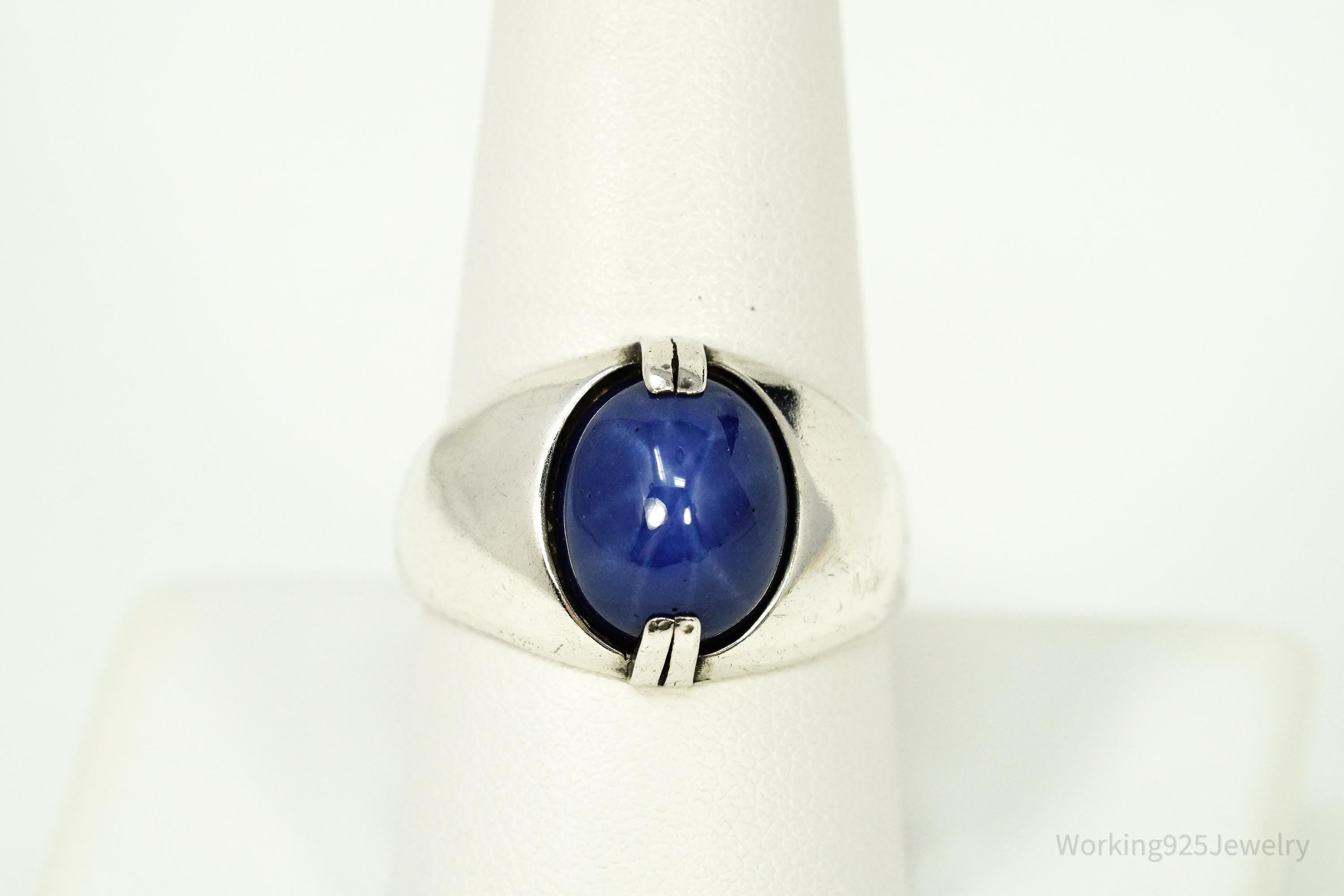 MCM Vintage Blue Star Sapphire Silver Ring - Size 10