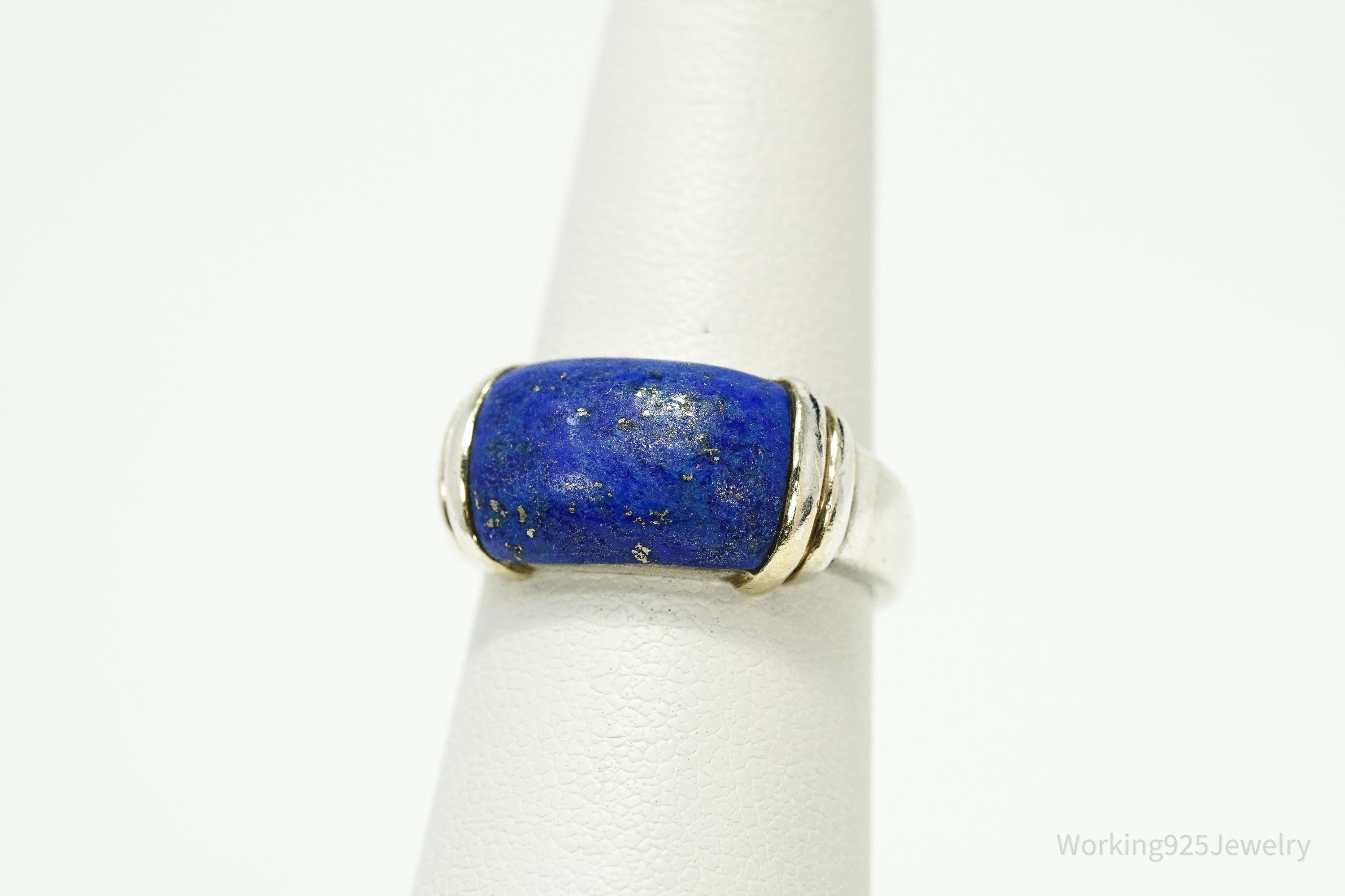 Vintage Lapis Lazuli Gold Vermeil Sterling Silver Ring - Size 5.75