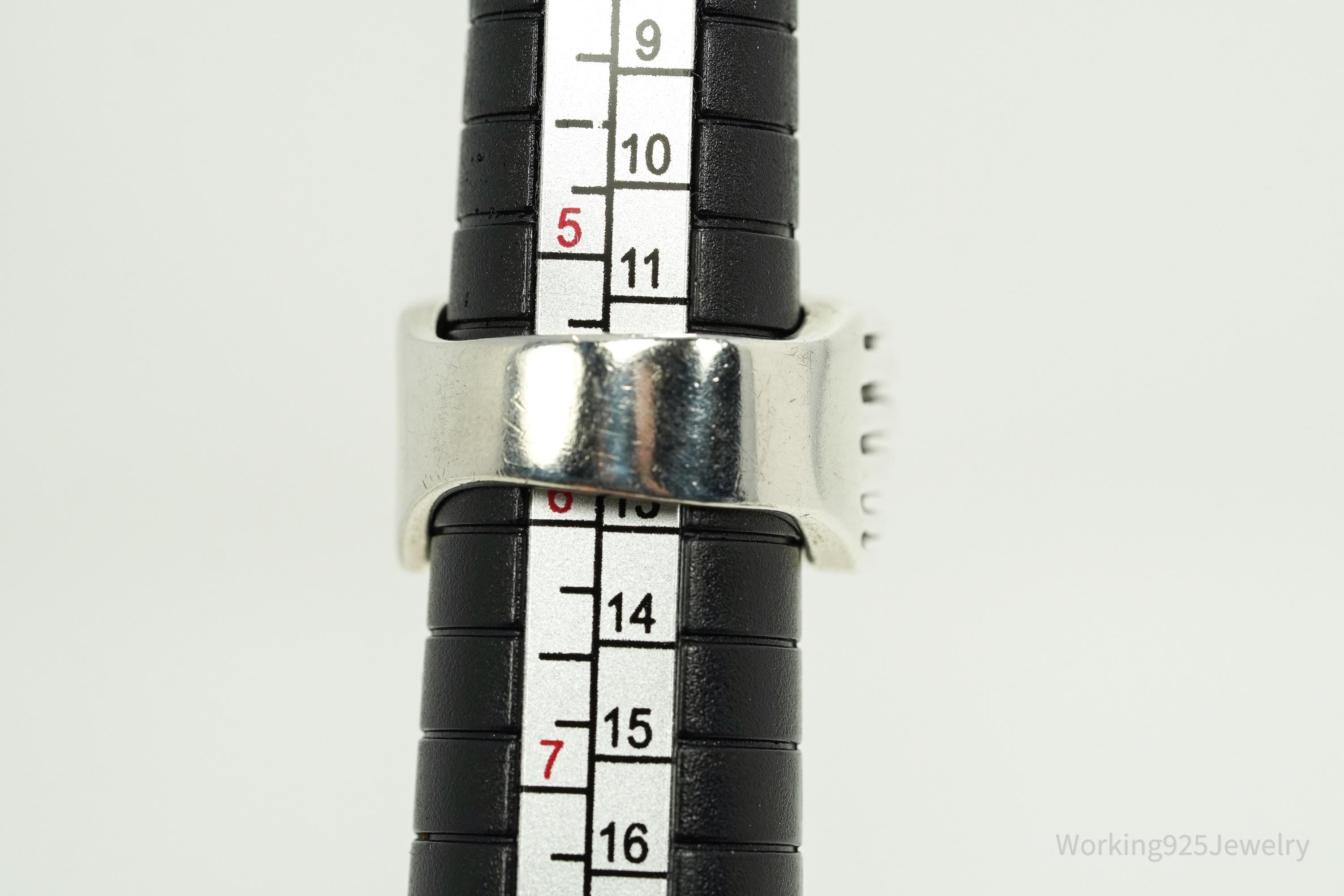 Vintage Chunky Modernist Style Sterling Silver Ring - Size 5.75