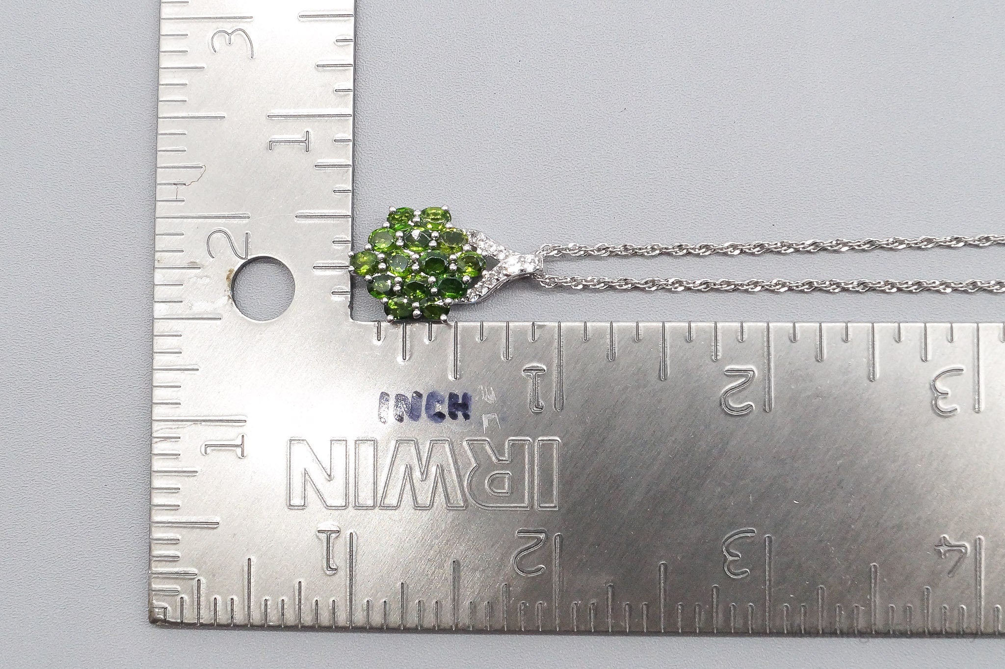 JTV's TGGC Lab Emerald & White Zircon Sterling Silver Necklace 22"