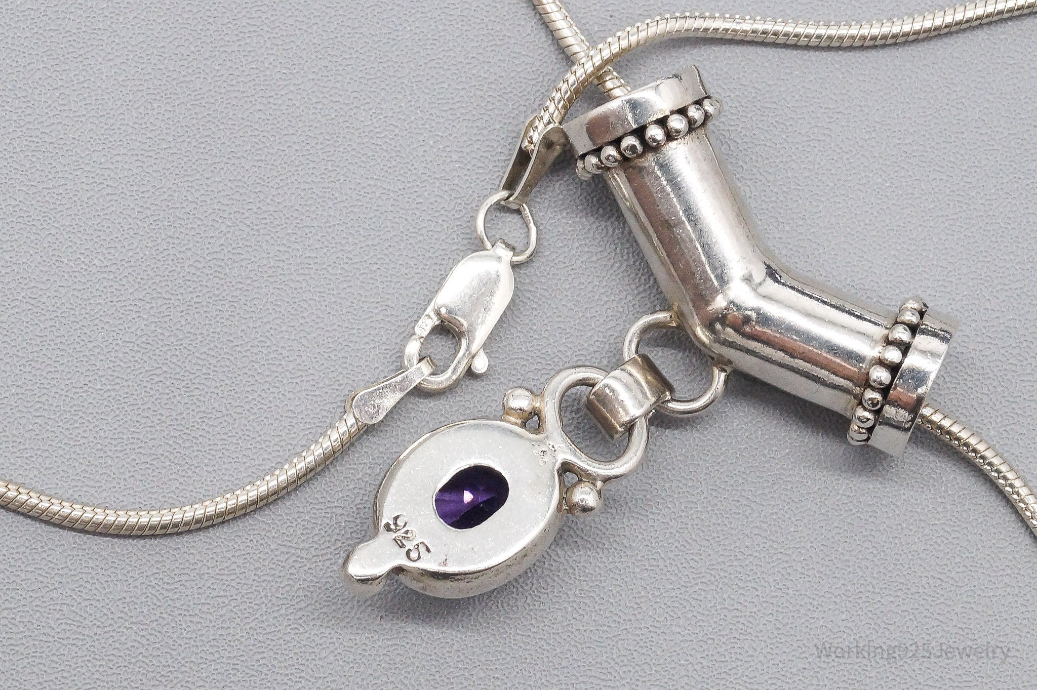 Vintage Amethyst Sterling Silver Necklace - 16"