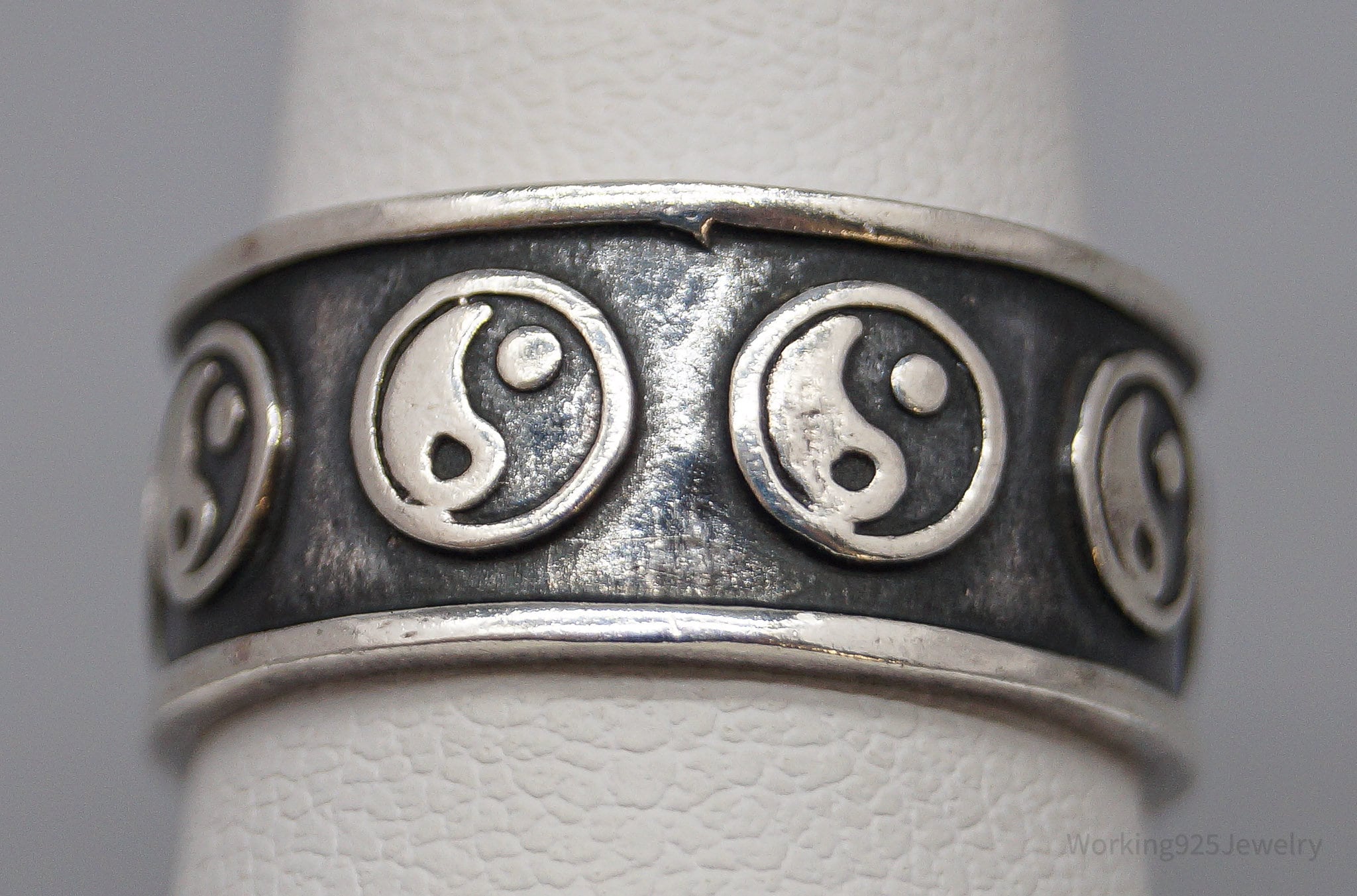 Vintage Yin And Yang Sterling Silver Band Ring - Size 6.5