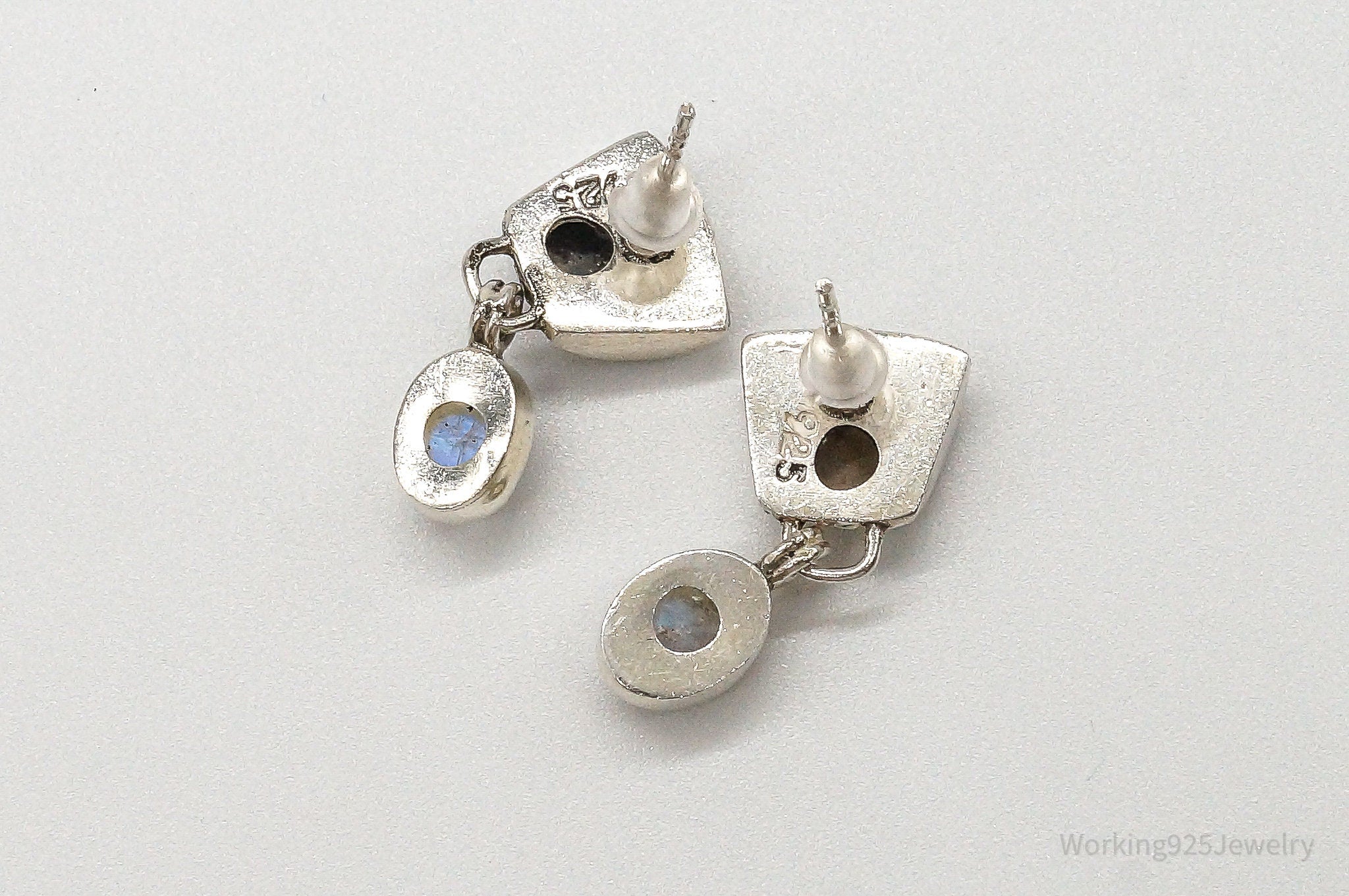 Vintage Moonstone Bali Style Sterling Silver Earrings