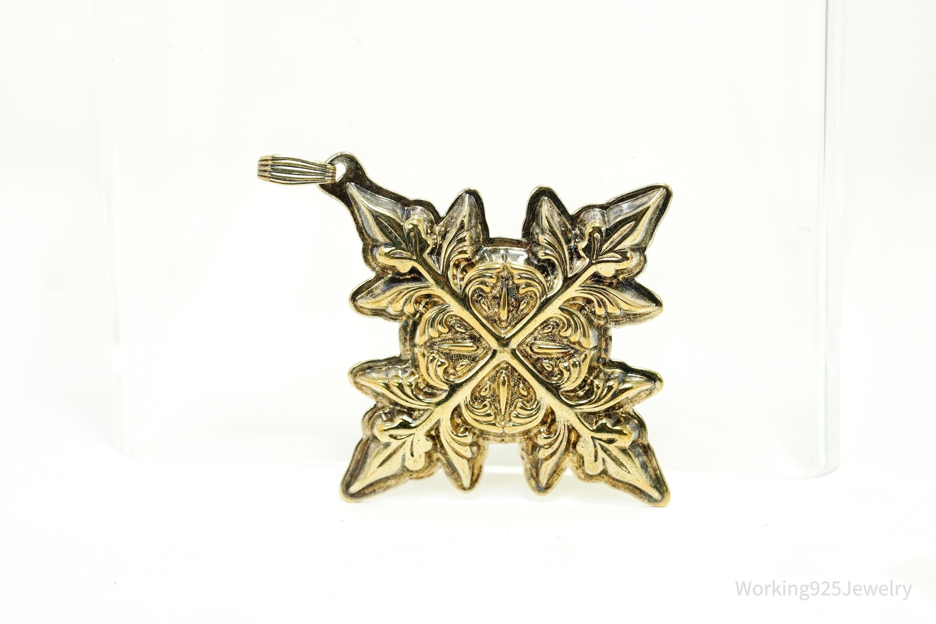 Vintage Large 1982 Reed & Barton Christmas Cross Sterling Silver Tree Ornament