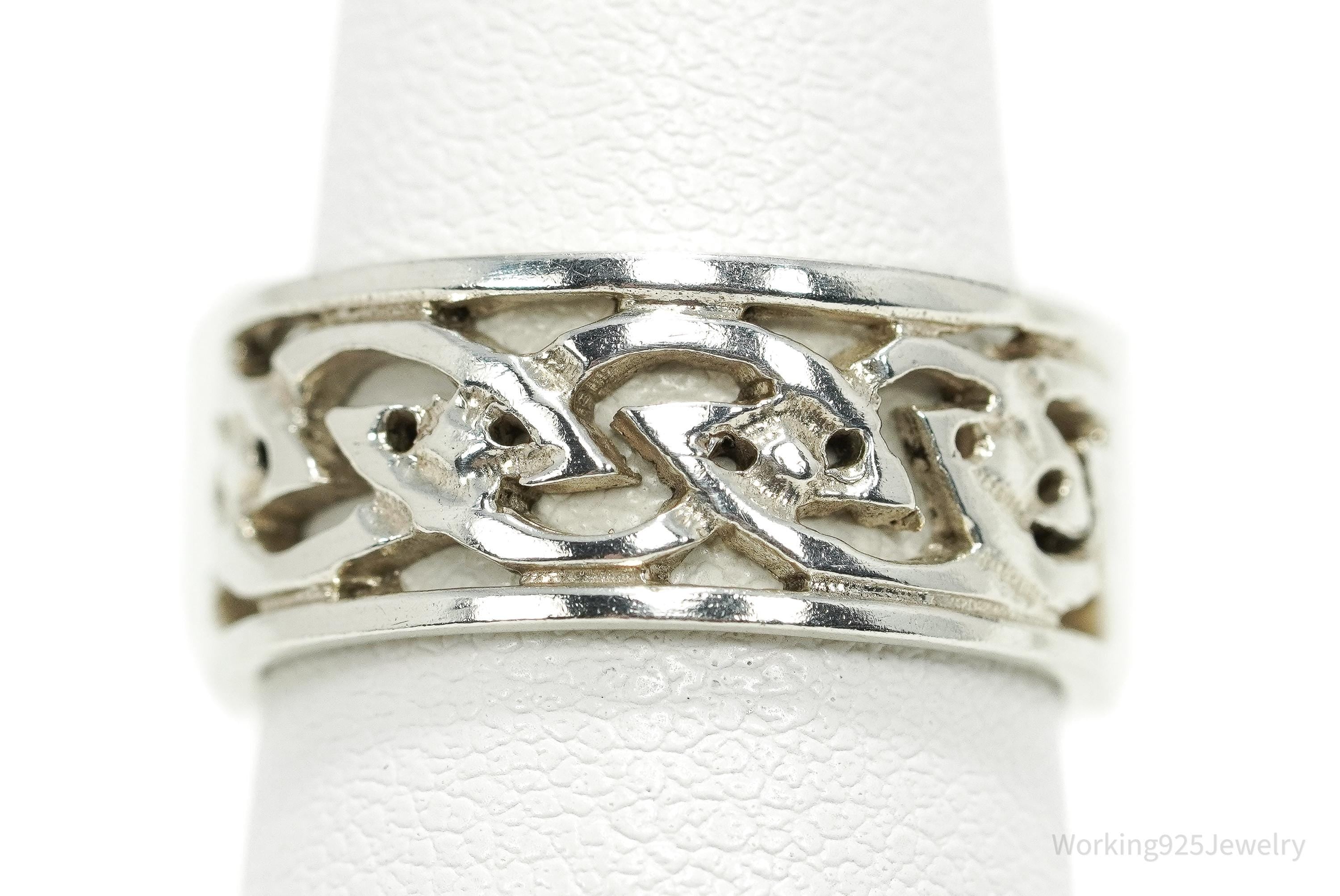 Vintage Celtic Knots Sterling Silver Ring Size 6.75