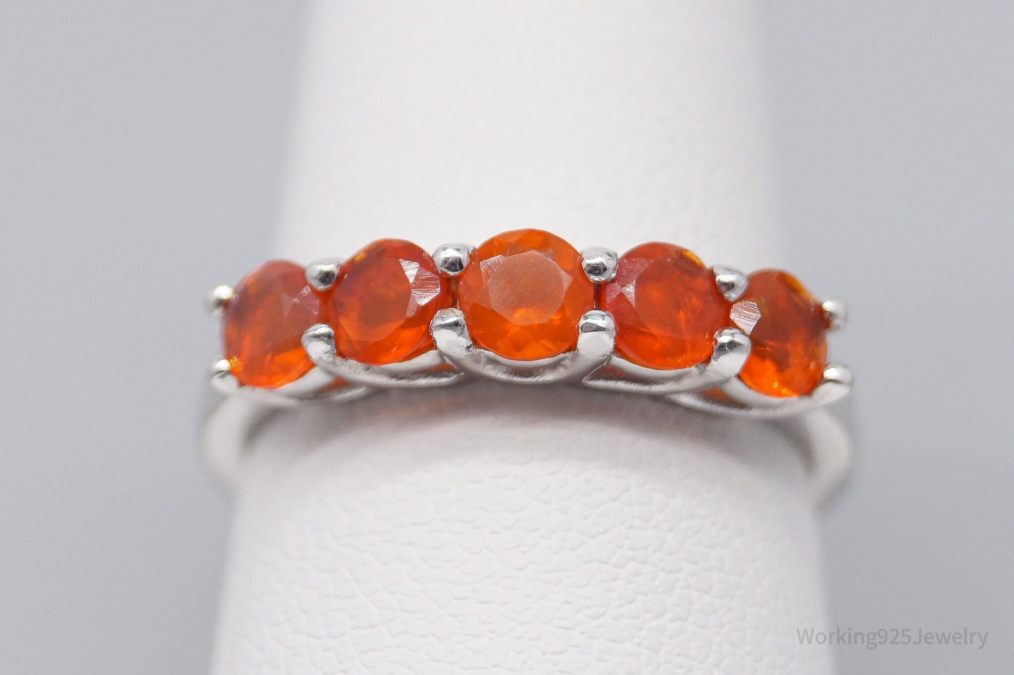 JTV TGGC Orange Fire Opal Sterling Silver Ring - Size 7.75