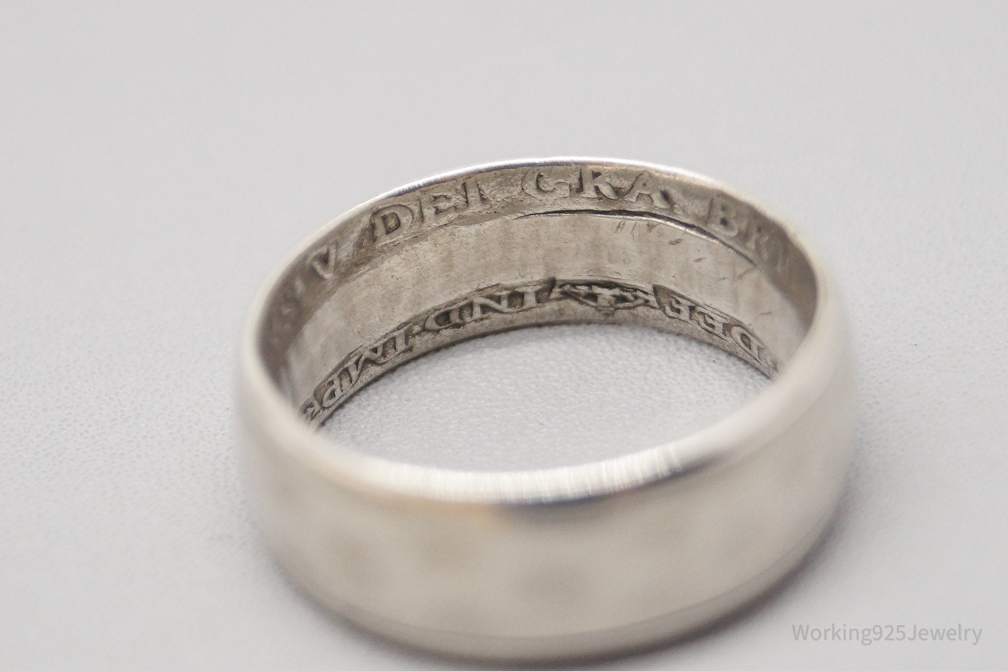 Vintage 1928 Great Britain Silver Coin Turned Ring Size 7.25