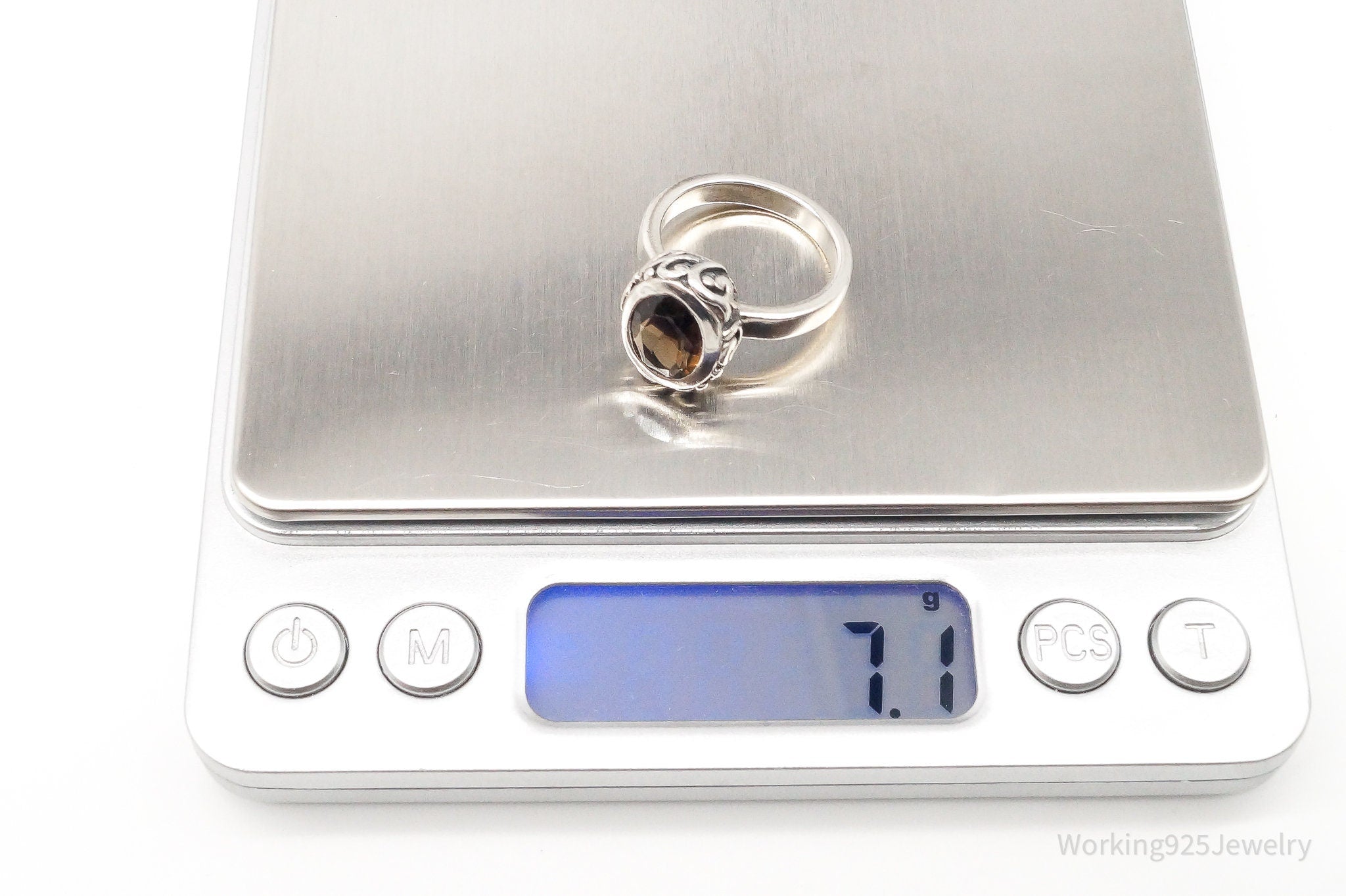 Designer Silpada Smoky Topaz Scroll Sterling Silver Ring - Size 7