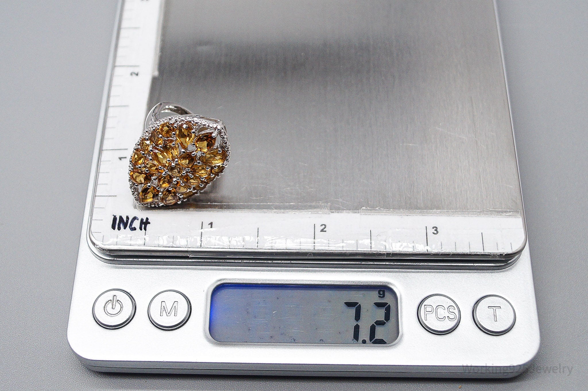 Vintage Citrine Sterling Silver Ring - Size 6.25