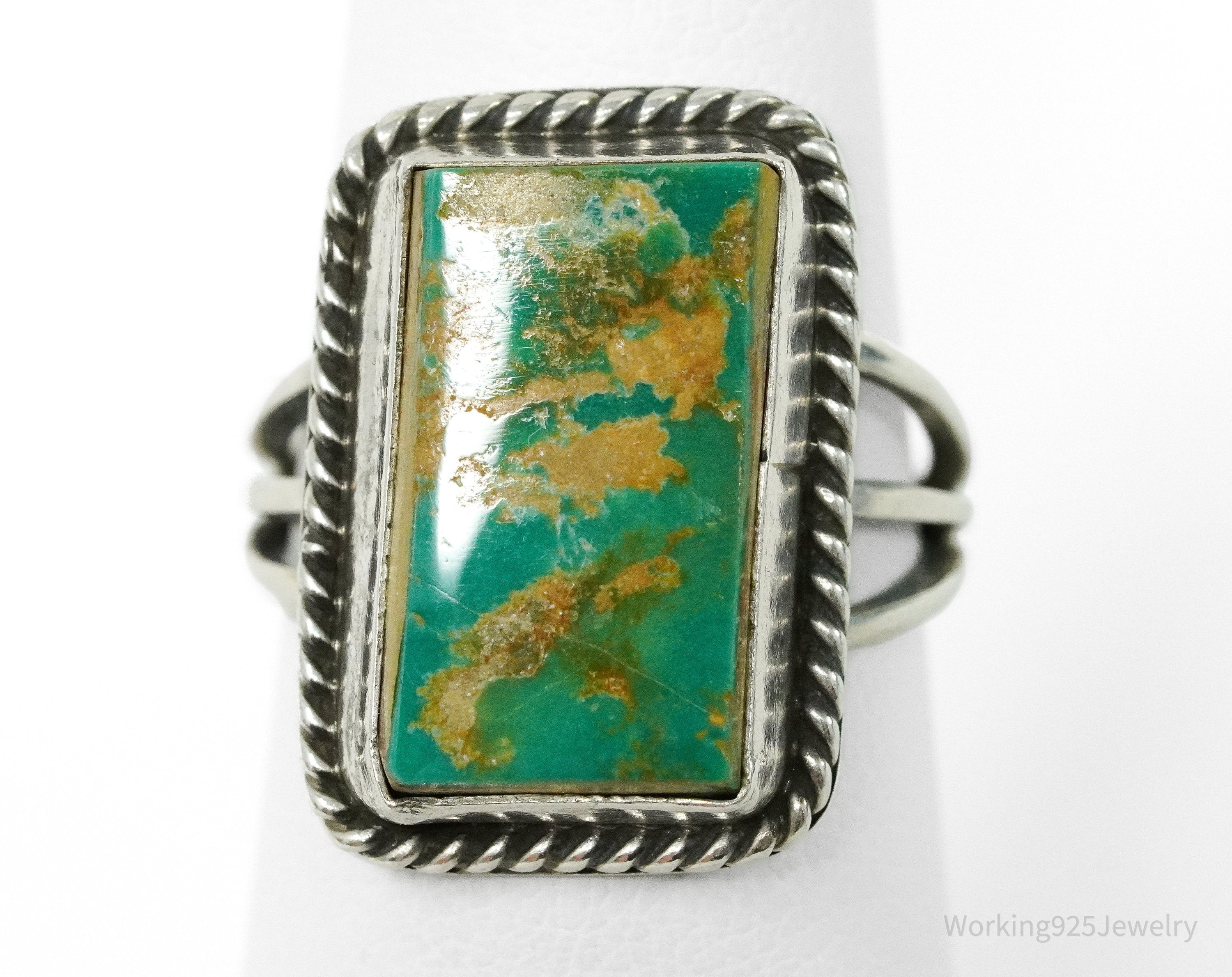 Vintage Native American Turquoise Sterling Silver Ring Size 6.25
