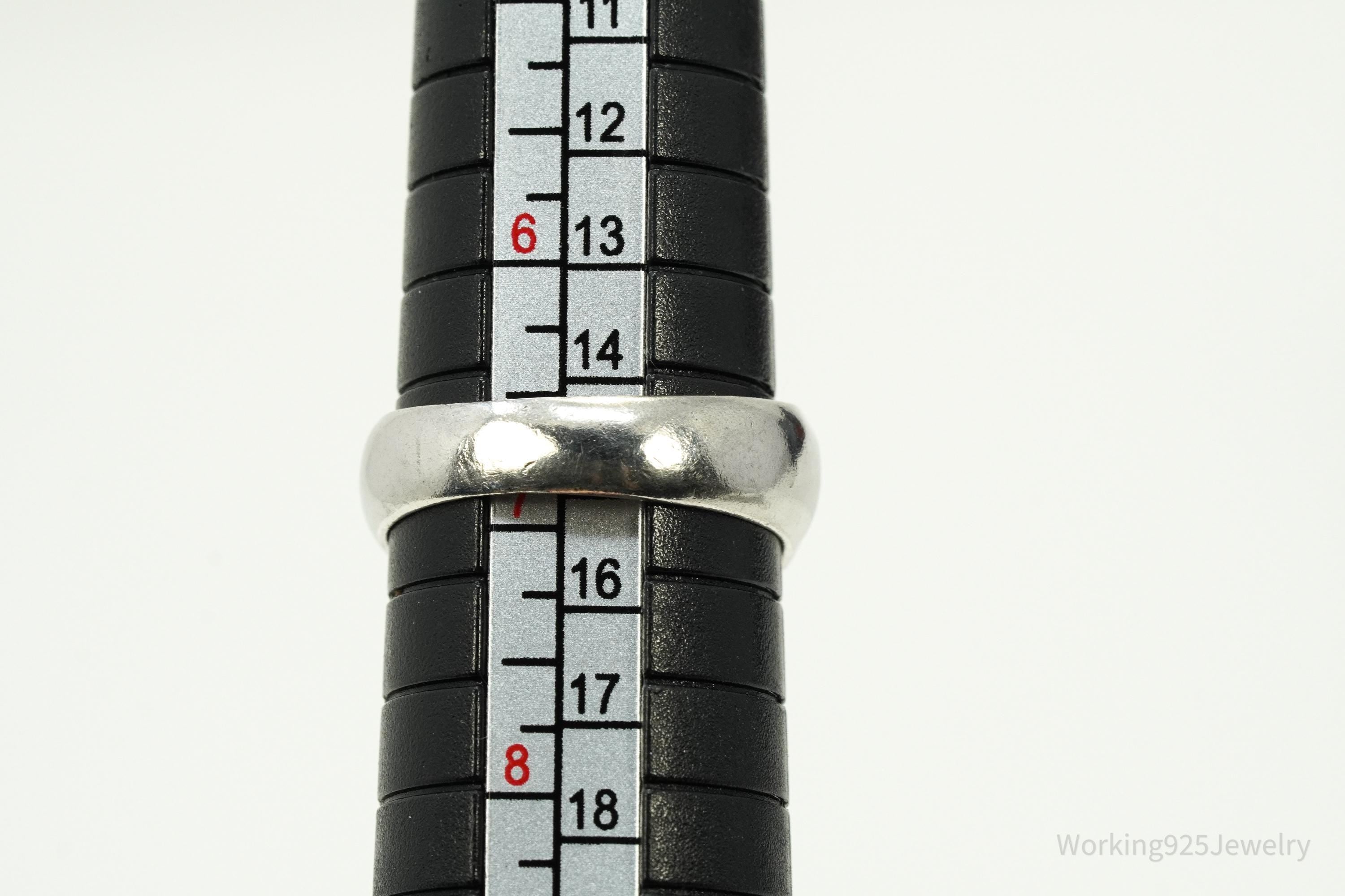 Vintage Blue Topaz Heart Sterling Silver Ring - Size 6.75