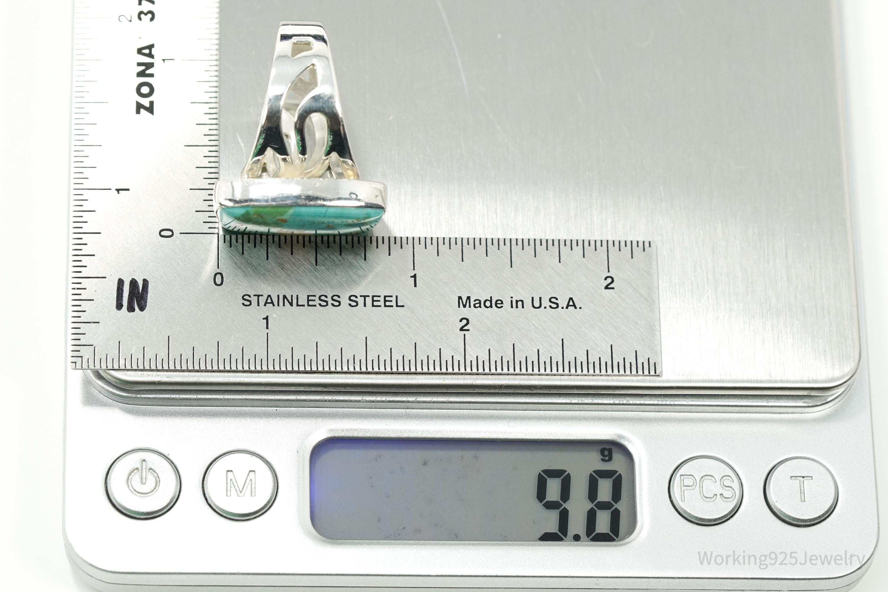 Vintage Jay King Large Turquoise Sterling Silver Statement Ring - Size 9.75