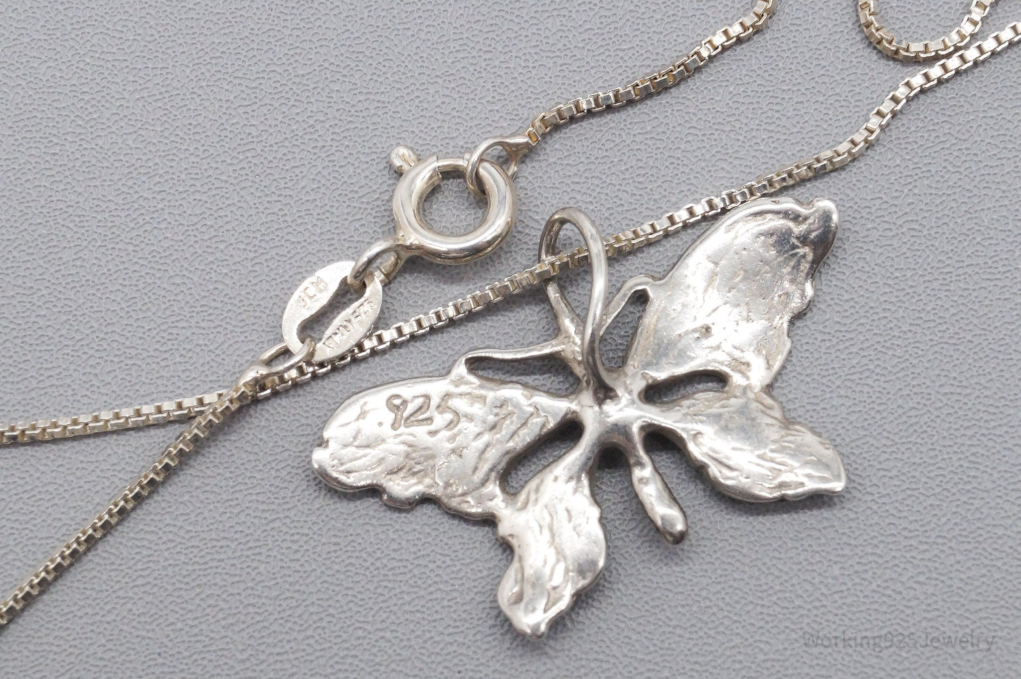 Vintage Butterfly Sterling Silver Necklace 16"