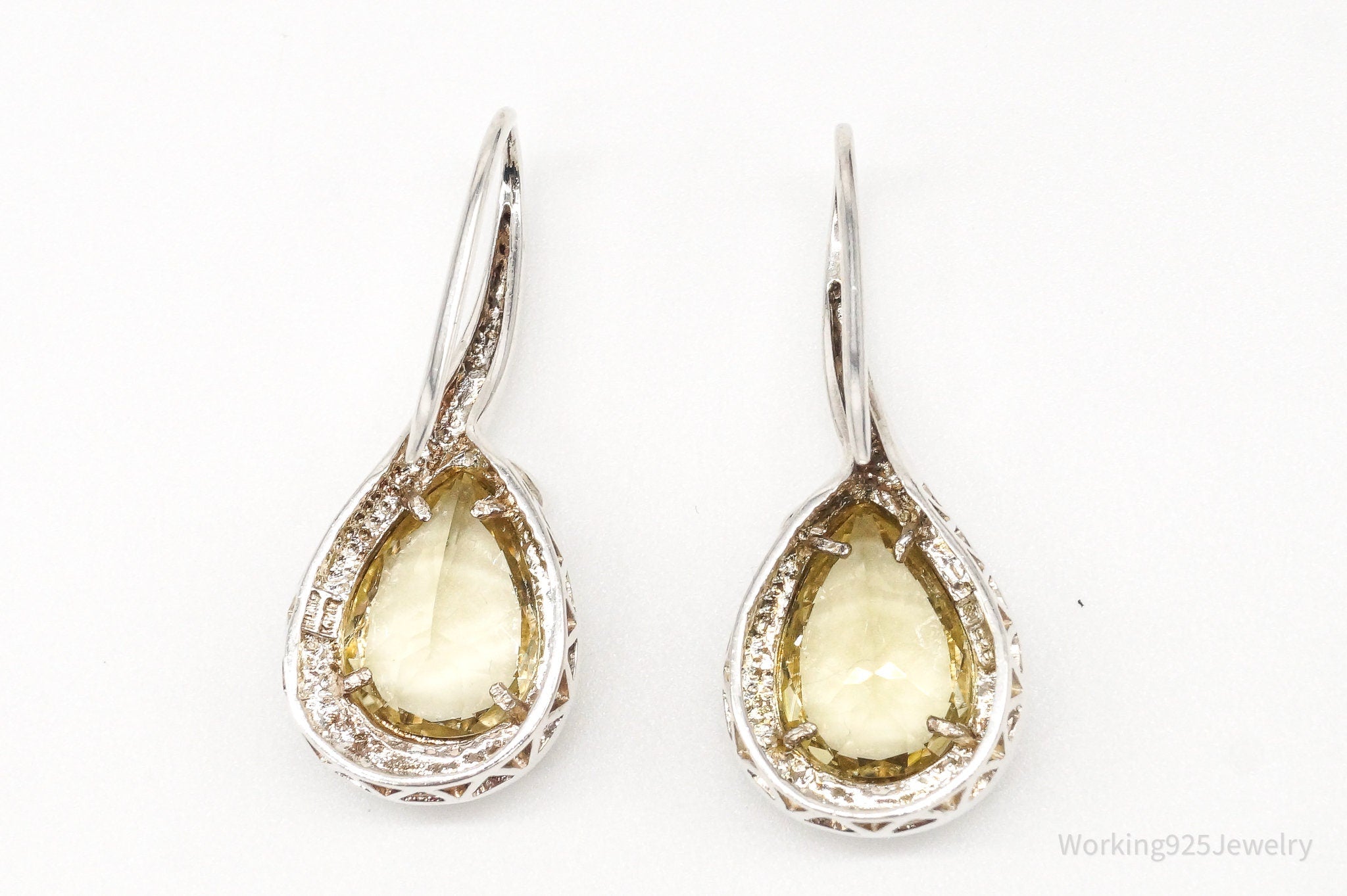 Vintage Lemon Quartz Sterling Silver Earrings