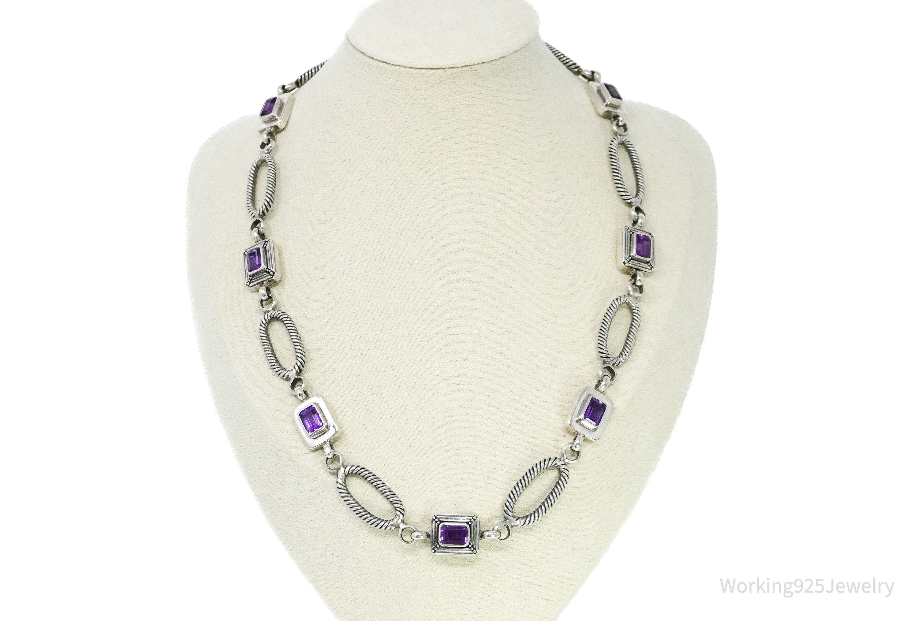 Vintage Designer Amethyst Sterling Silver Necklace 18"