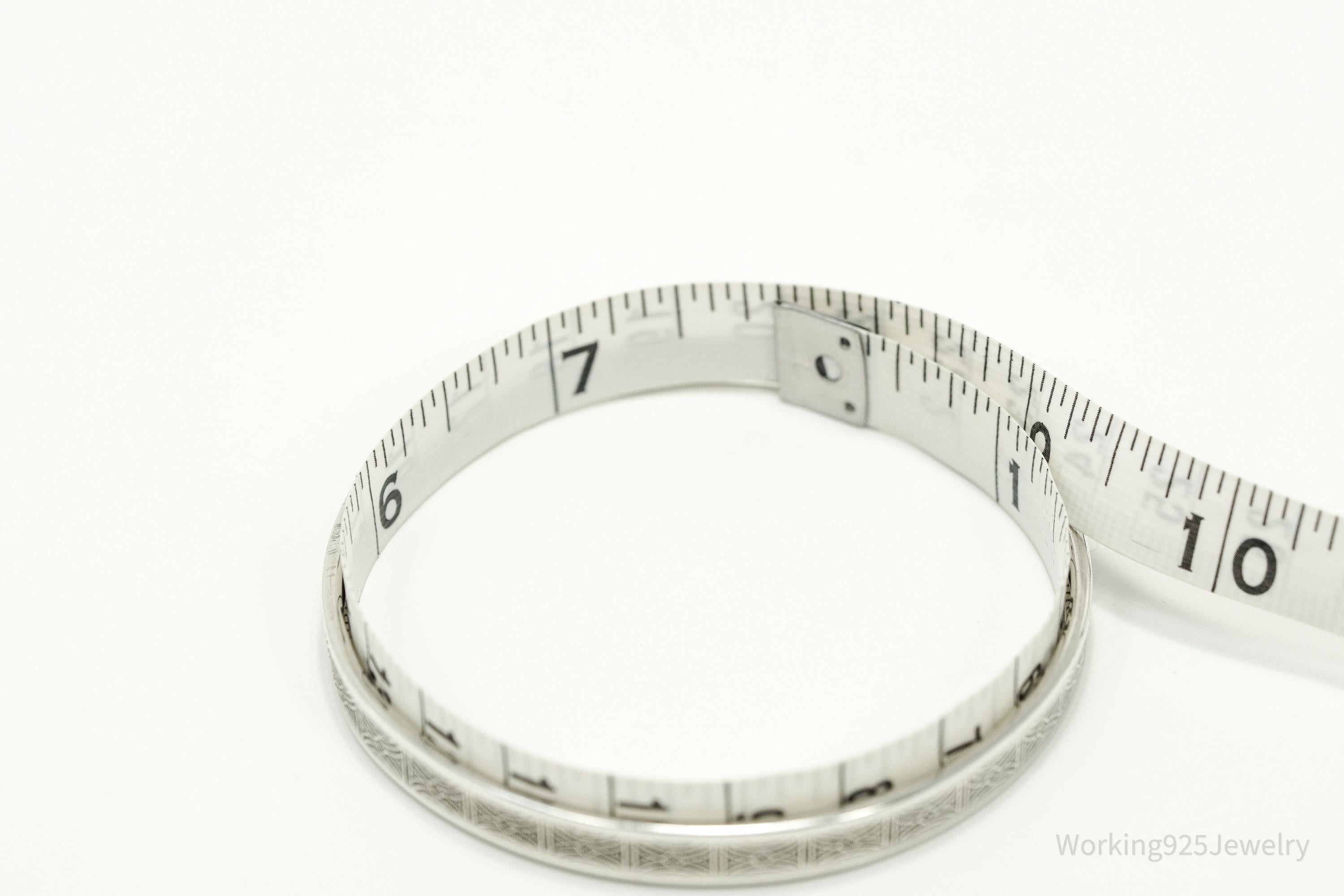 Antique Beau Art Deco Sterling Silver Bangle Bracelet 7 7/8"