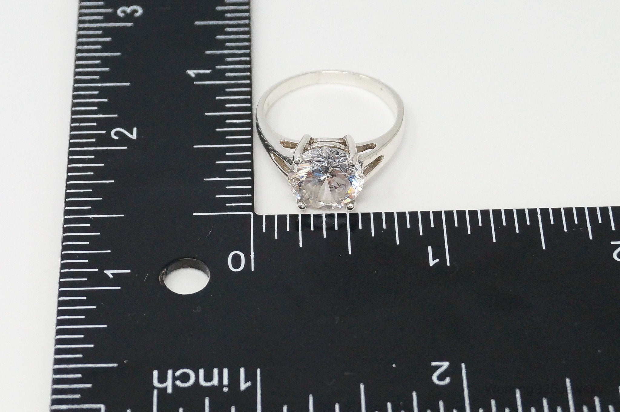 Vintage Large Cubic Zirconia Sterling Silver Ring Size 8.25