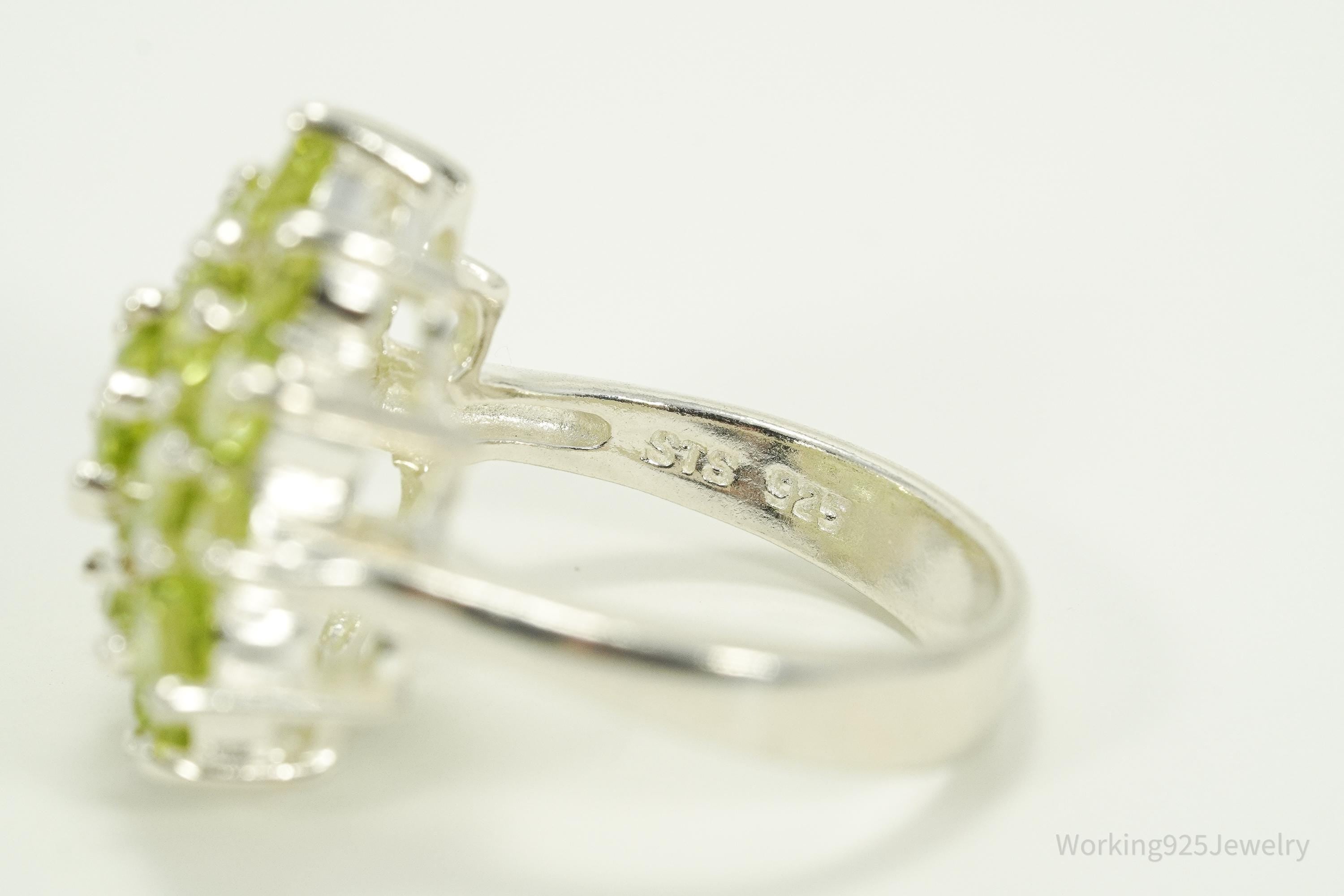 Vintage Green Peridot Sterling Silver Ring - Size 7