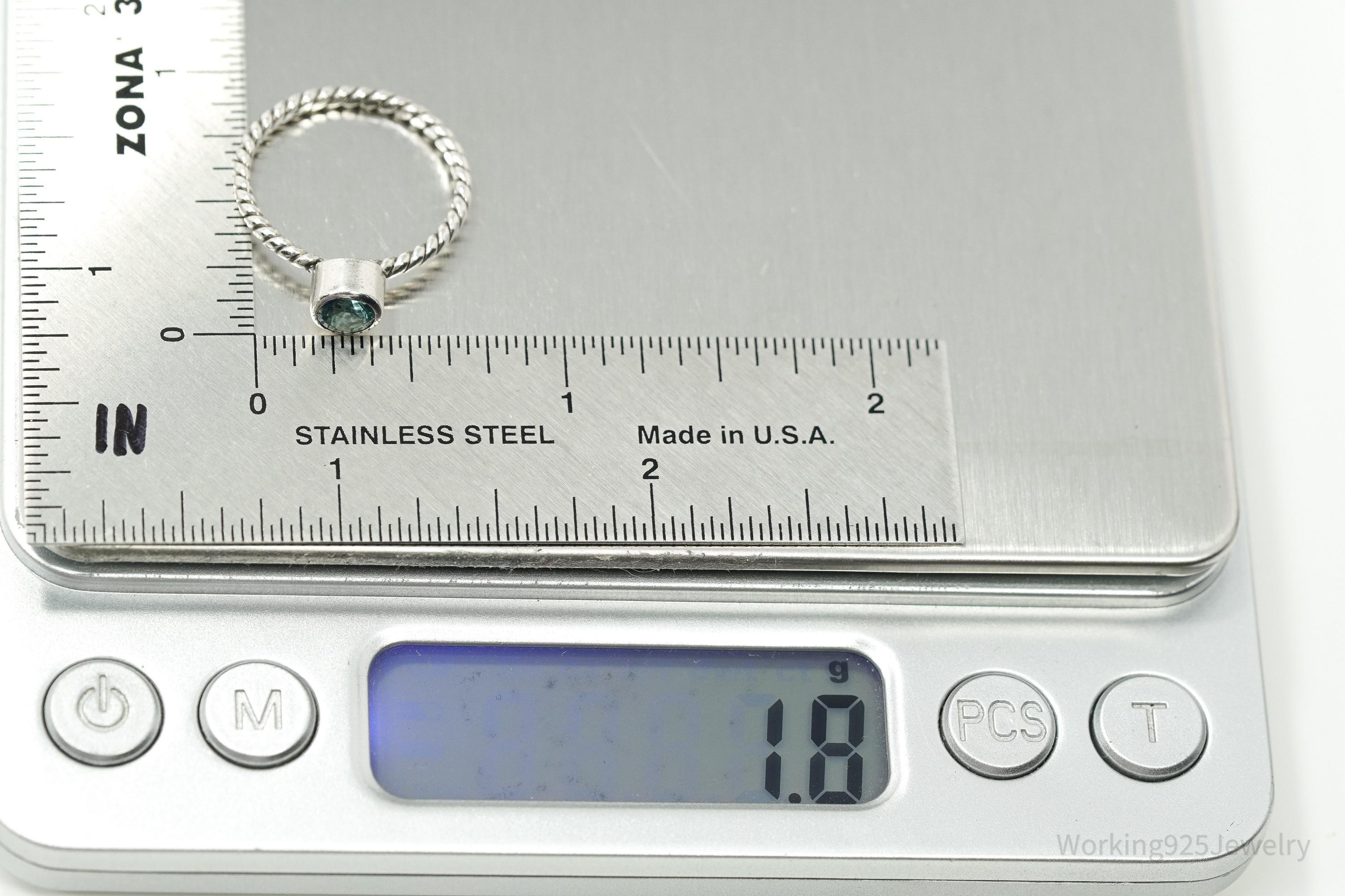 Vintage Blue Topaz Sterling Silver Ring - Size 6.5