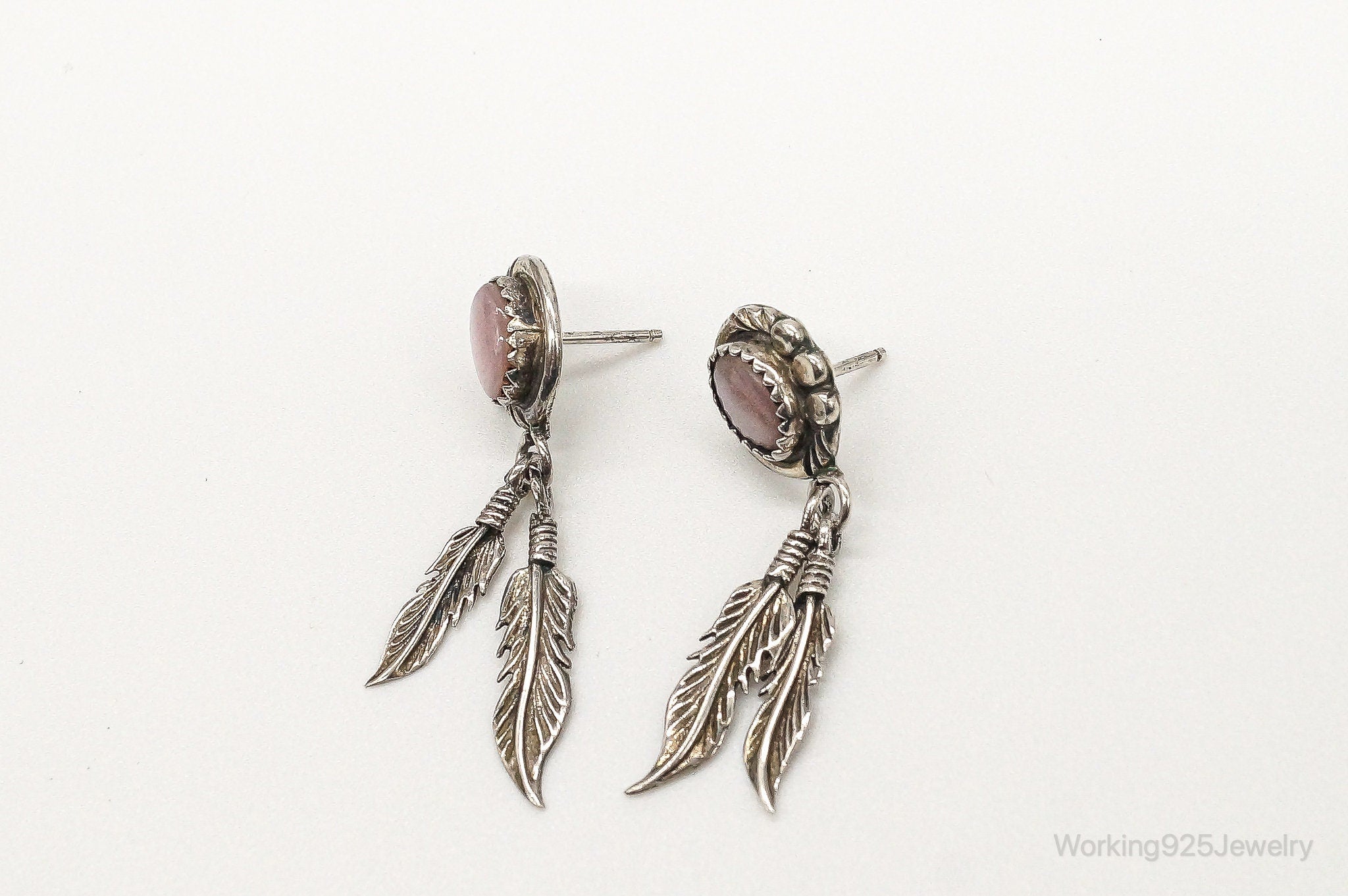 Vintage Native American Mother Of Pearl Sterling Silver Earrings