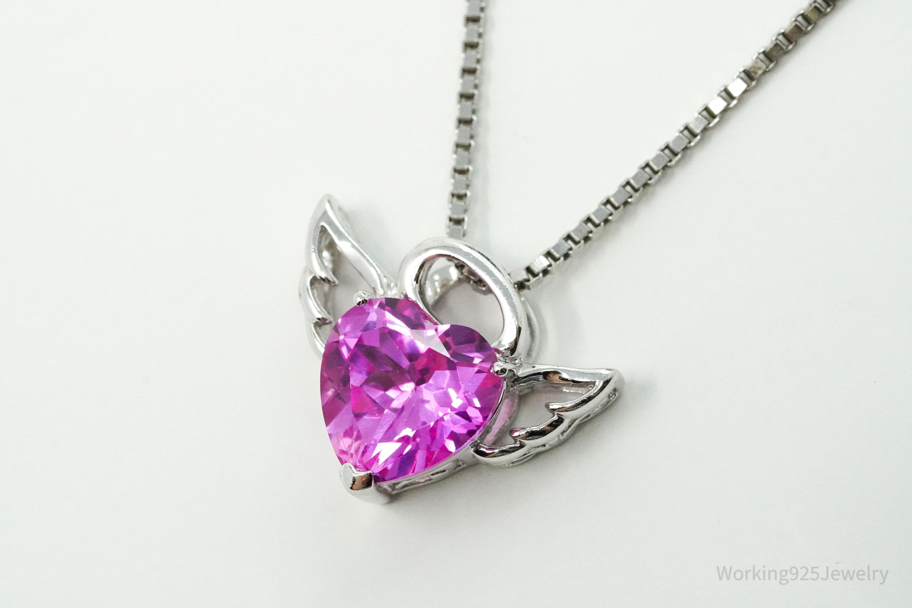 Alwand Vahan Pink Sapphire 14K White Gold Over Sterling Silver Pendant Necklace 18"