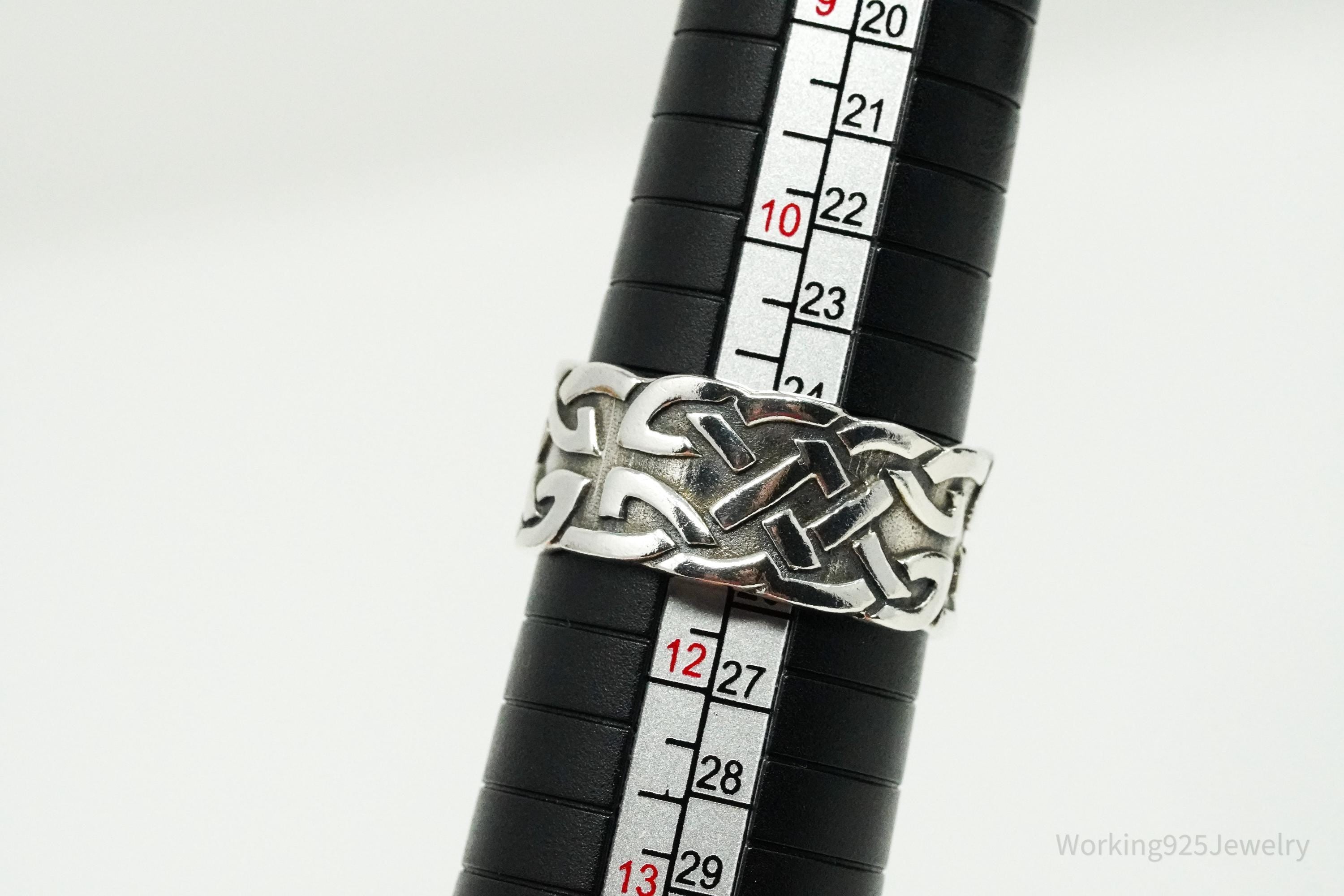 Vintage Celtic Knots Sterling Silver Band Ring - Size 11.5