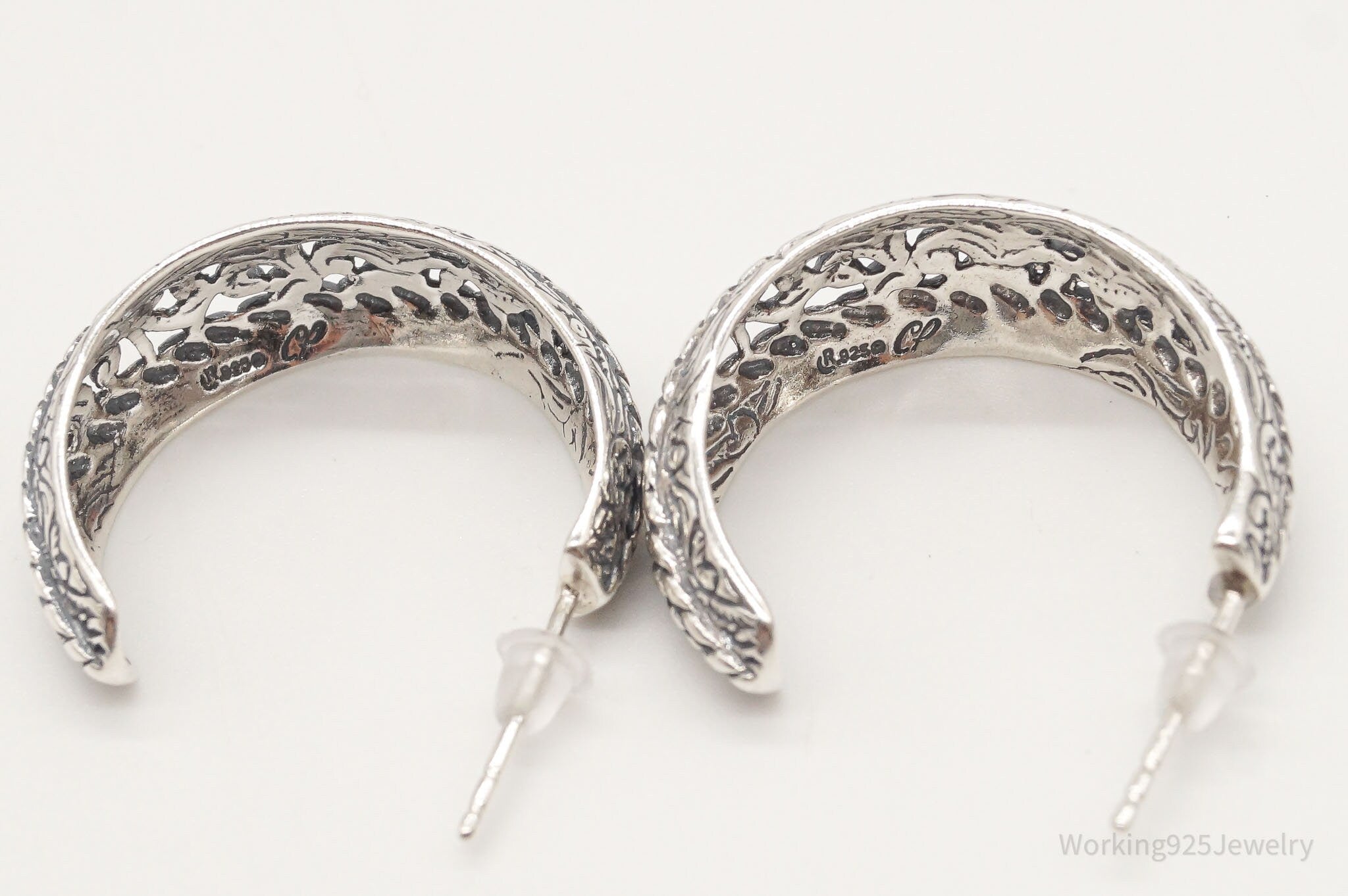 Western Designer Carolyn Pollack Sterling Silver Hoop Earrings