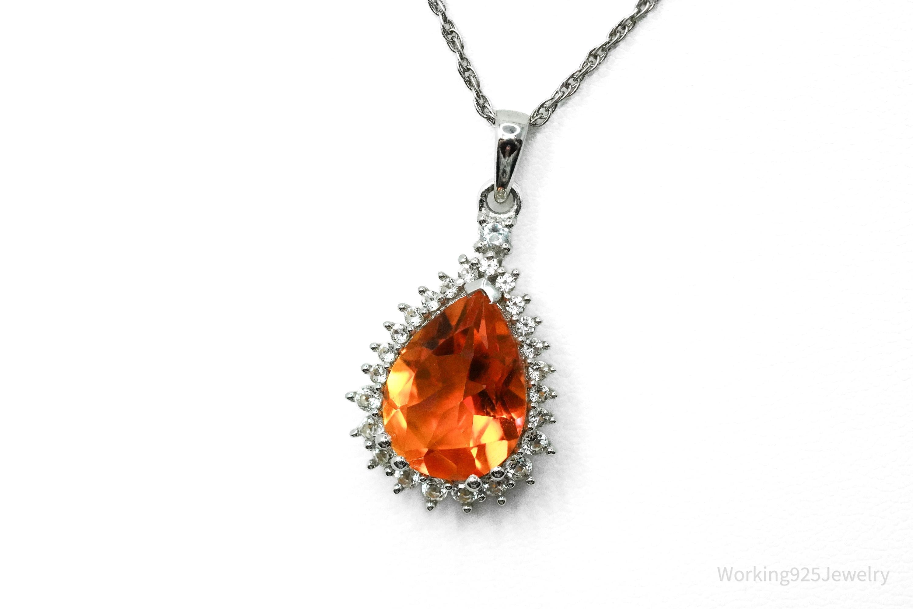 JTV's TGGC Orange Mystic Topaz & White Topaz Sterling Silver Necklace 18"