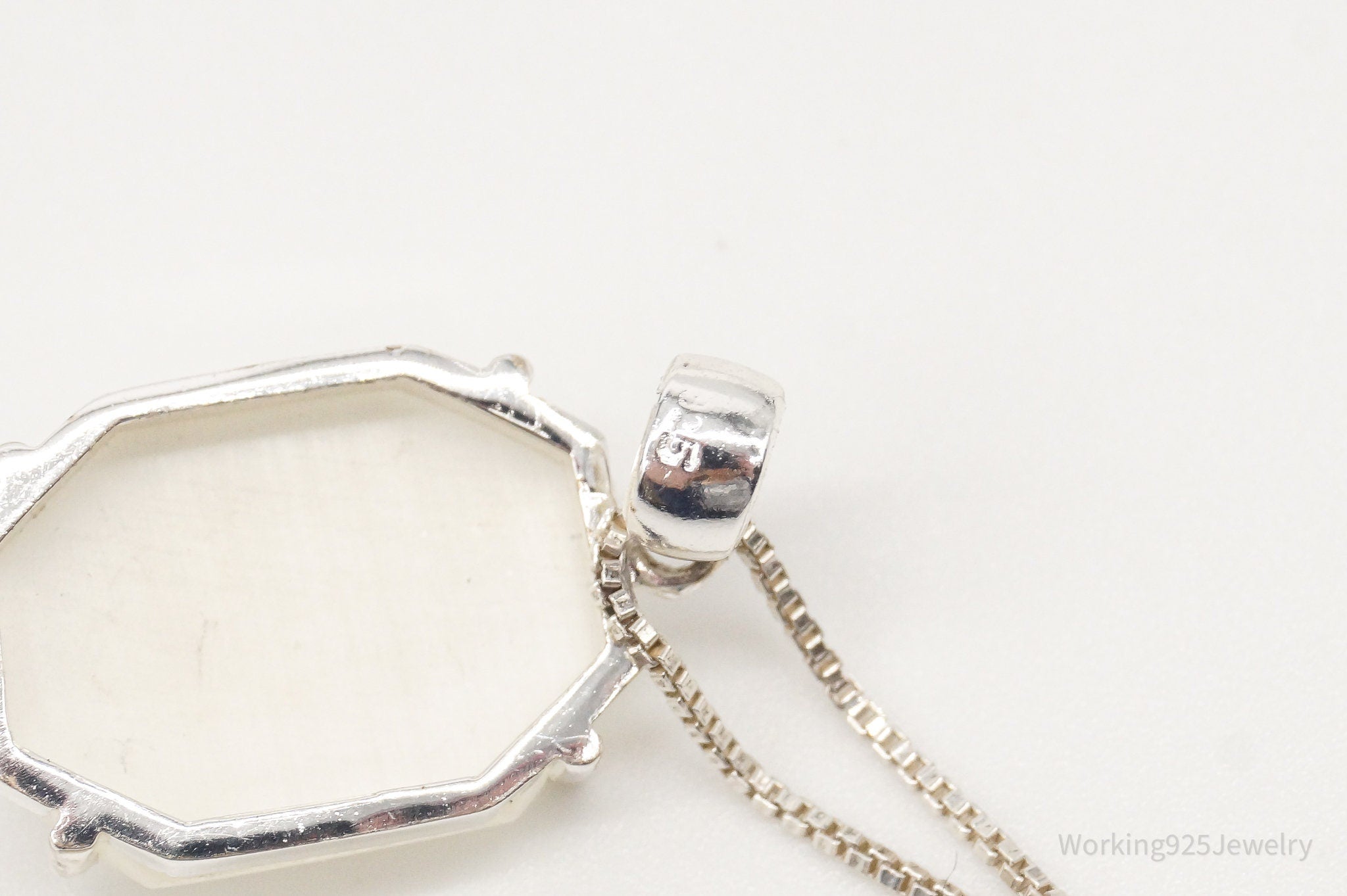 Vintage Art Deco Style Mother of Pearl Sterling Silver Necklace