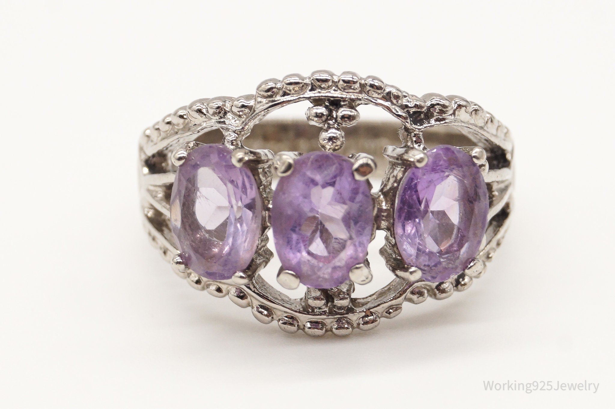 Vintage Seta Amethyst Sterling Silver Ring - Size 7.25