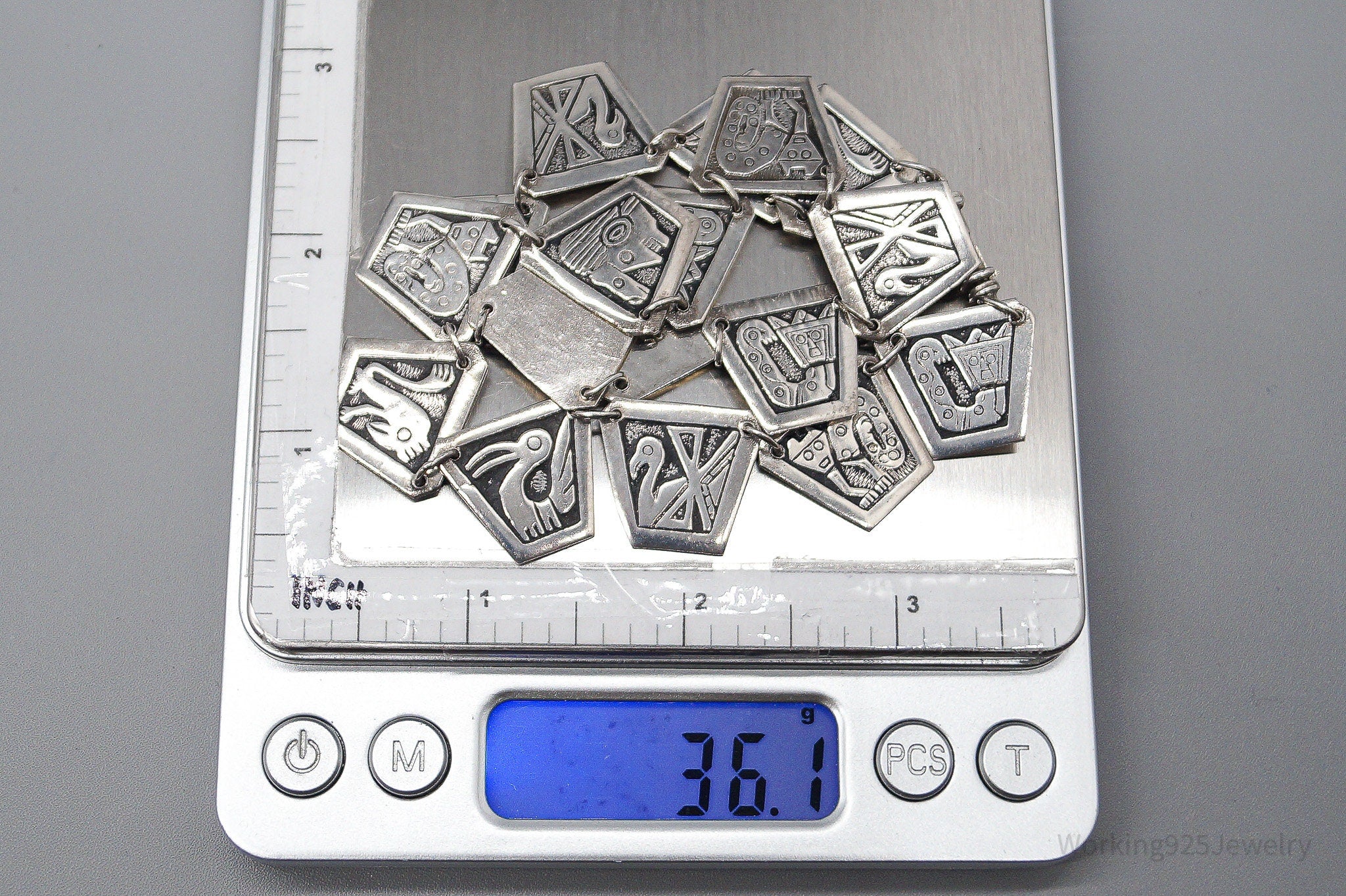 Vintage Peru Sterling Silver Storyteller Necklace 17"