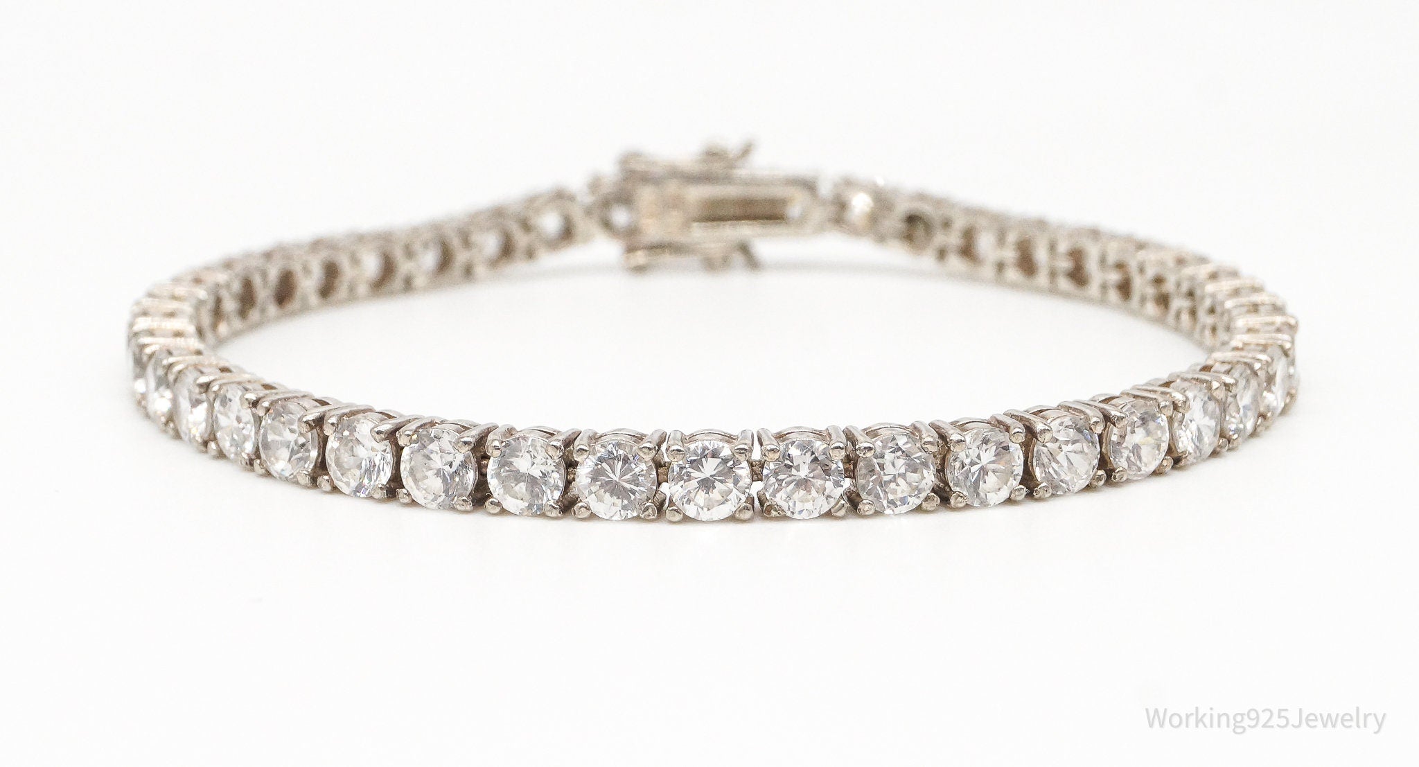 Vintage Seta Cubic Zirconia Sterling Silver Tennis Bracelet