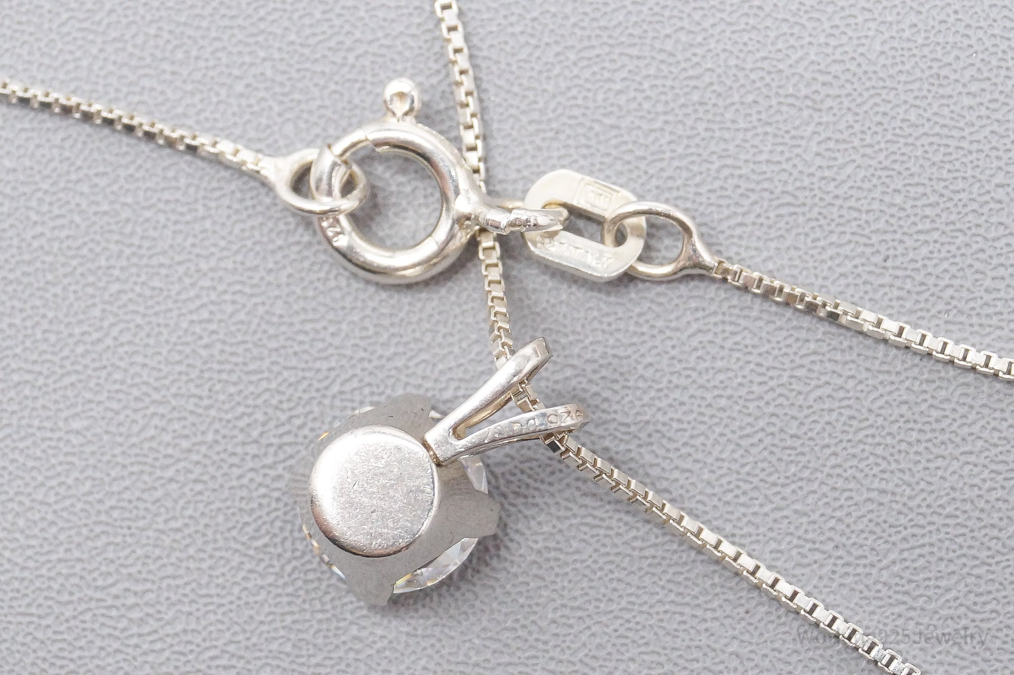 Vintage Cubic Zirconia Sterling Silver Necklace 18"