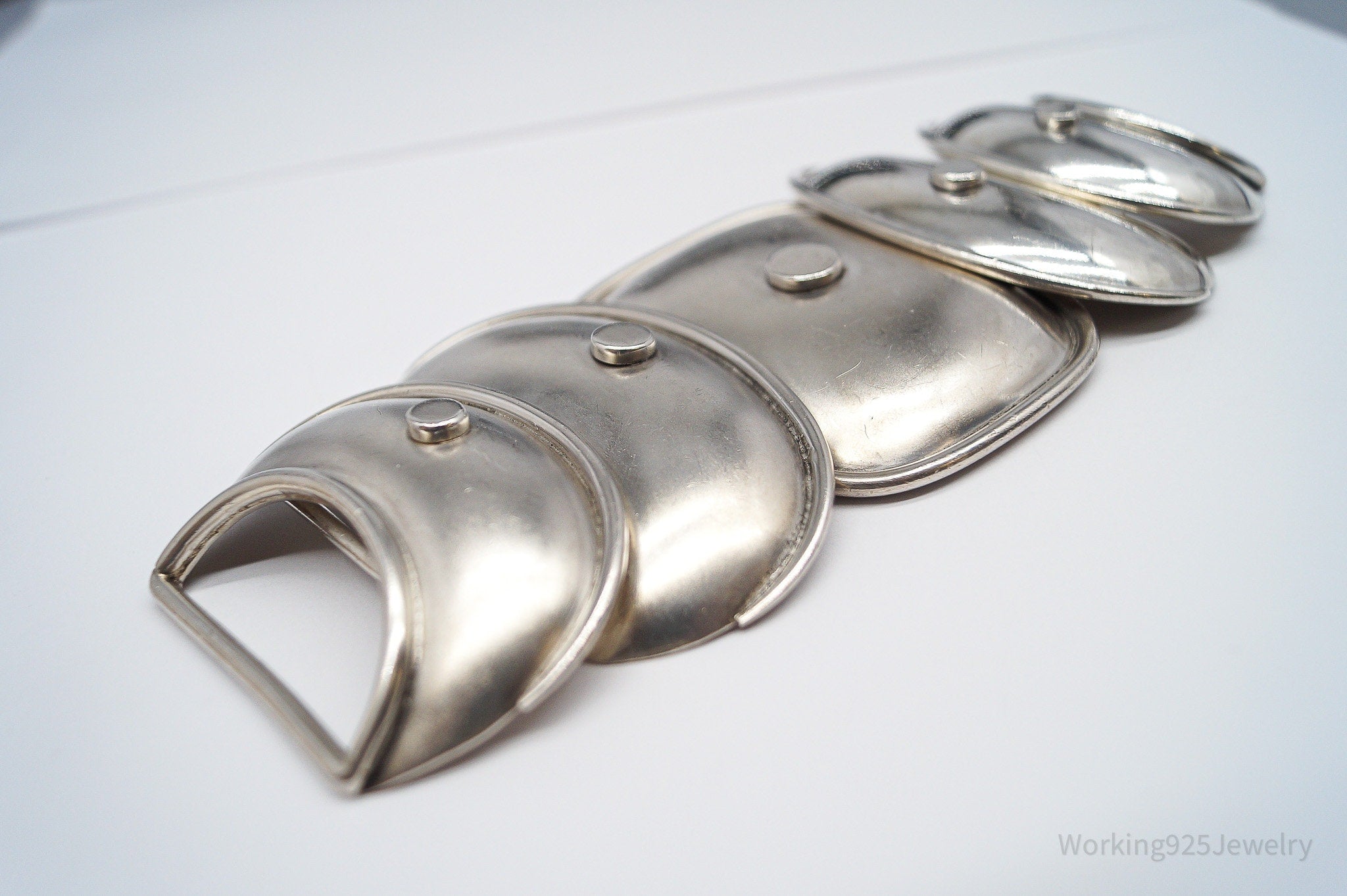 Large Vintage Mexico Modernist Hector Aguilar Armadillo Sterling Silver Belt Buckle