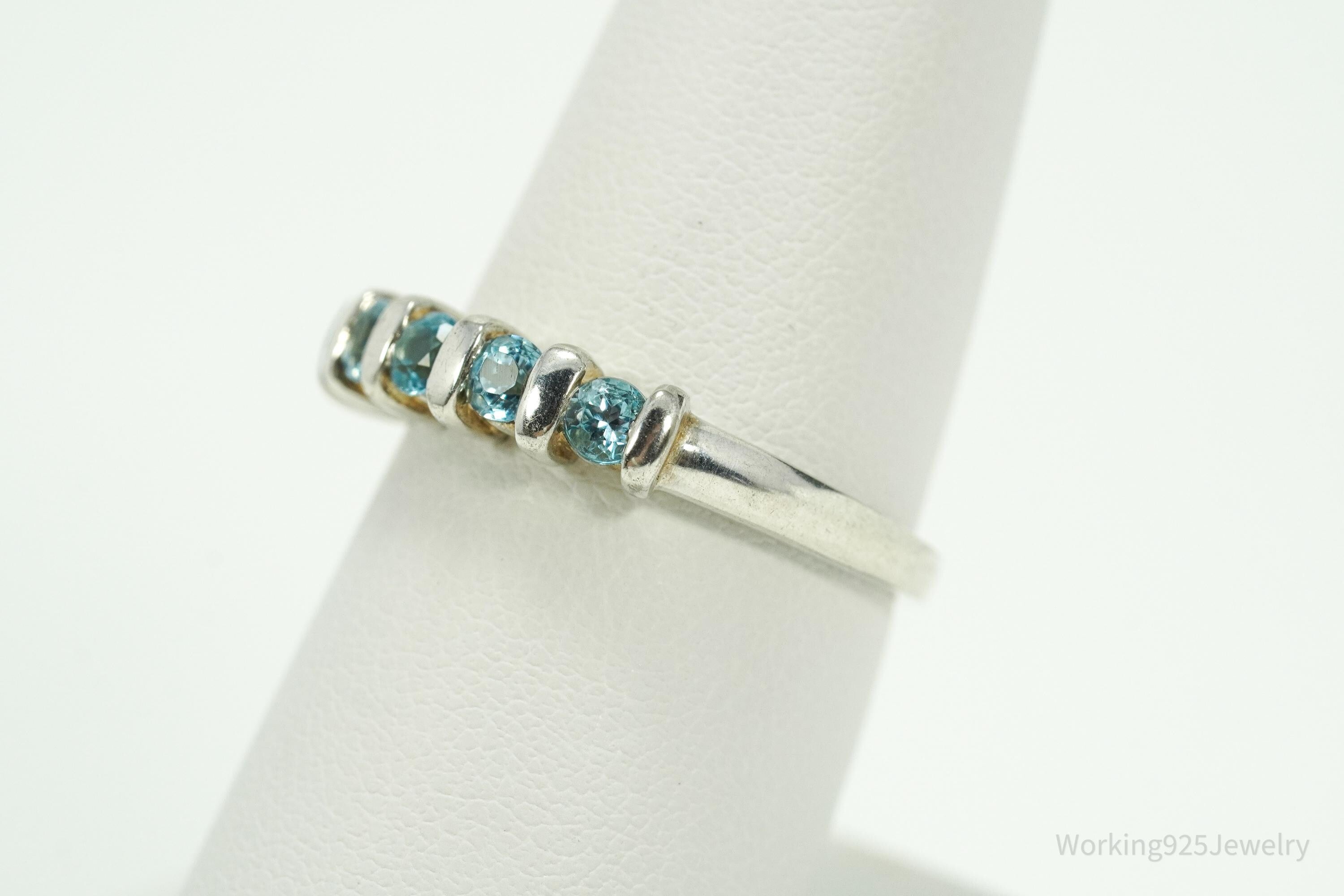 Vintage Blue Topaz Sterling Silver Ring - Size 8