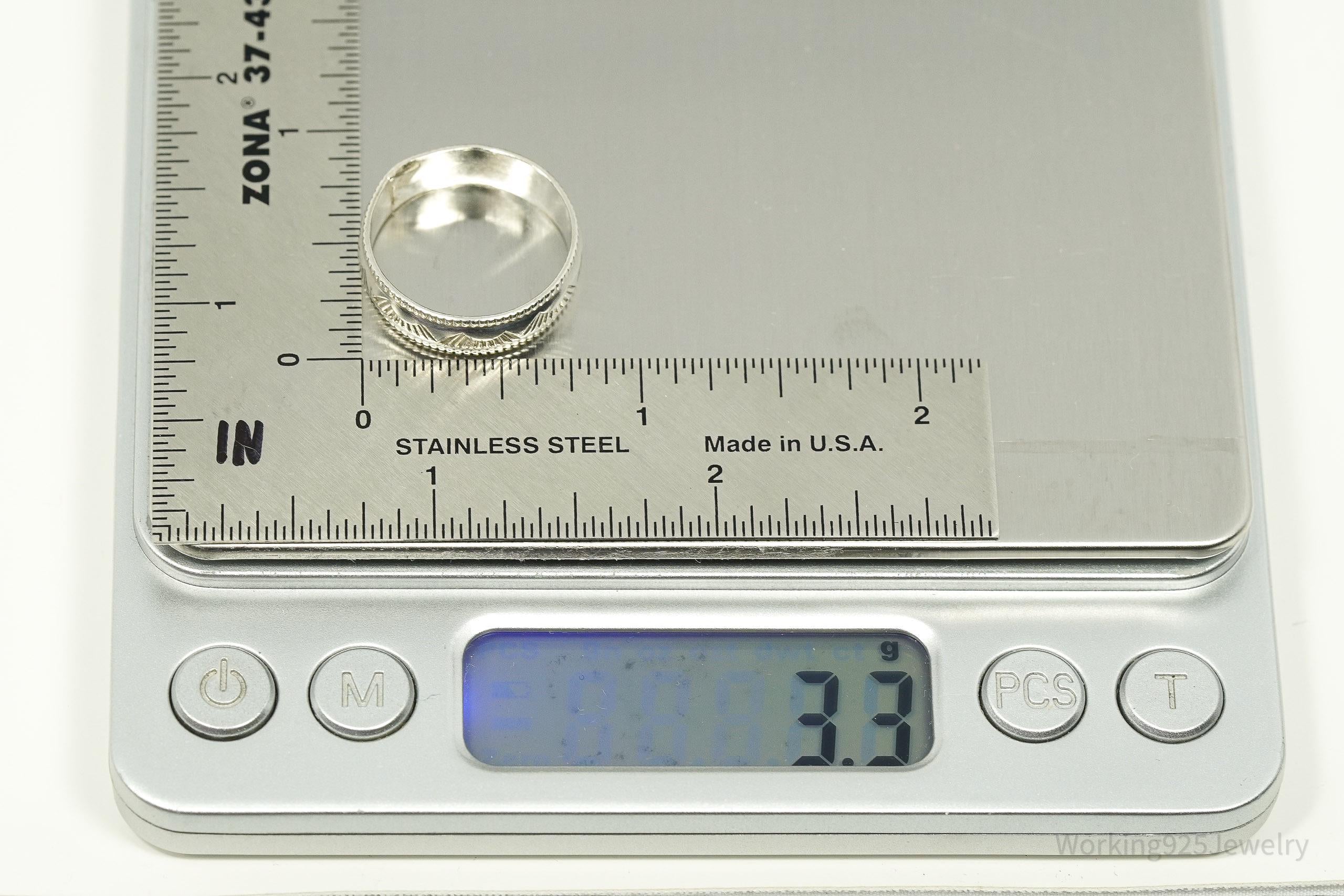 Vintage Native American Sterling Silver Band Ring Size 8.25