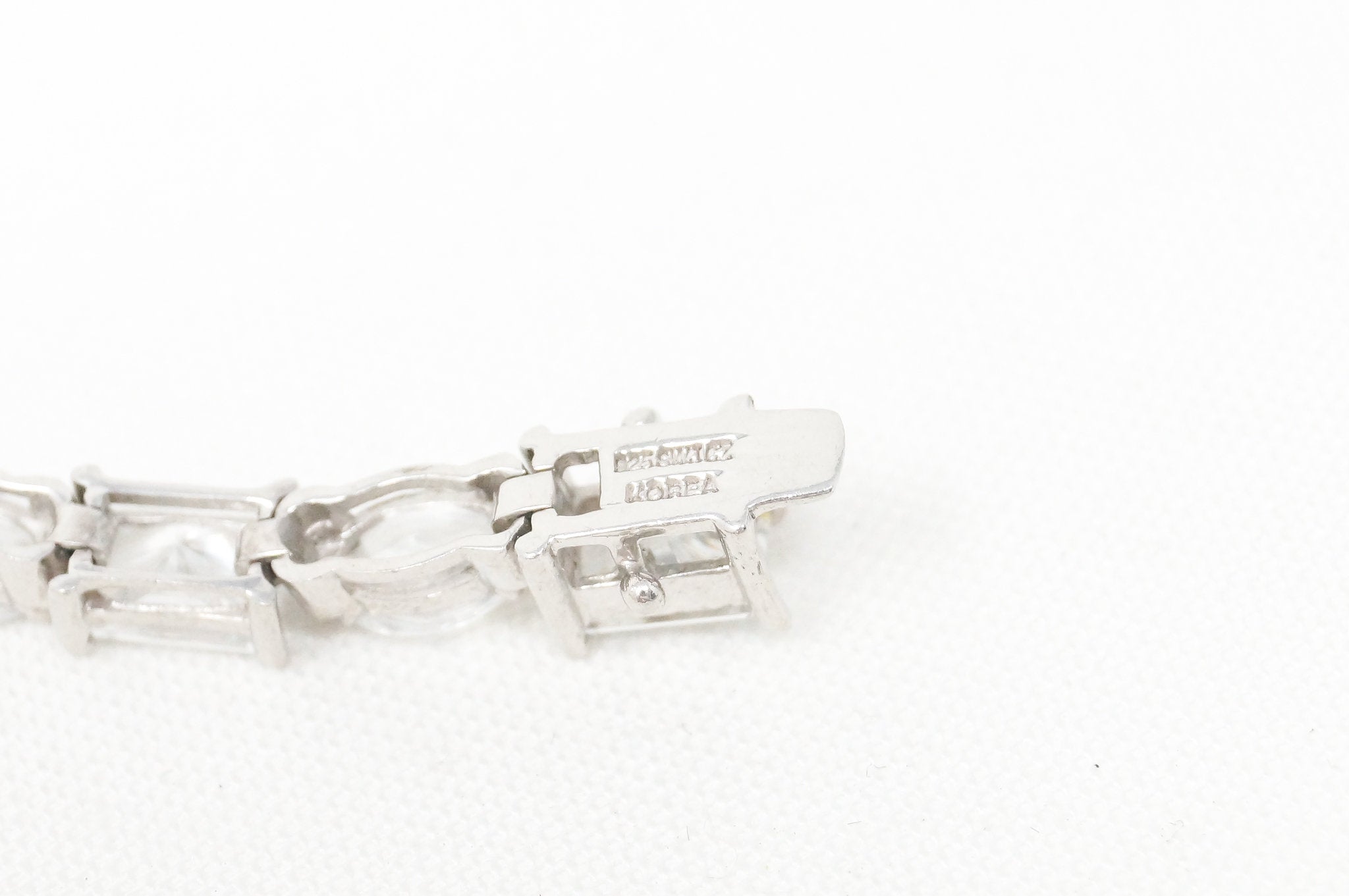 Vintage Art Deco Mid Century Cubic Zirconia Sterling Silver Tennis Bracelet