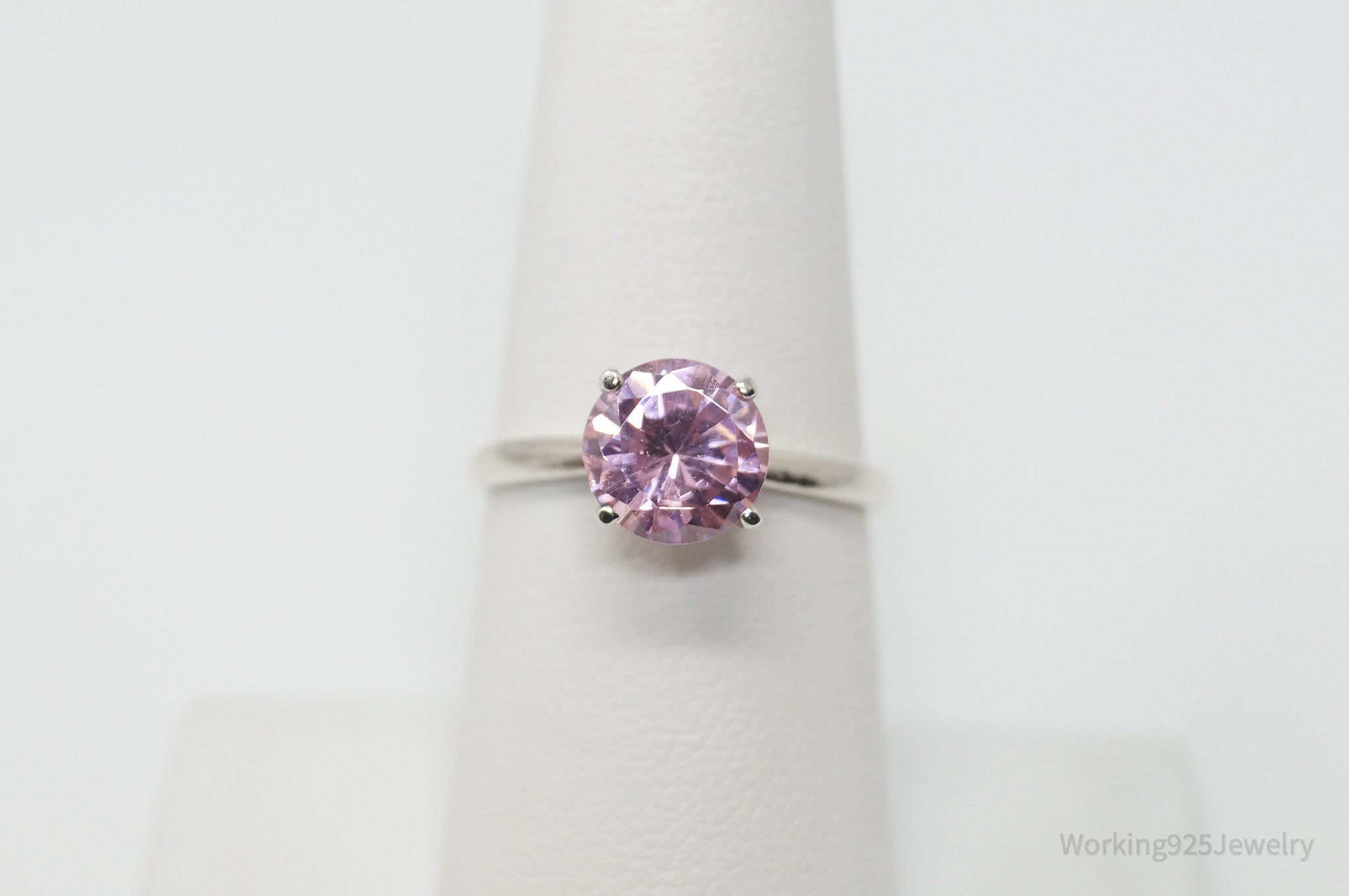 Vintage Man-made Pink Topaz Sterling Silver Ring - Sz 6.75