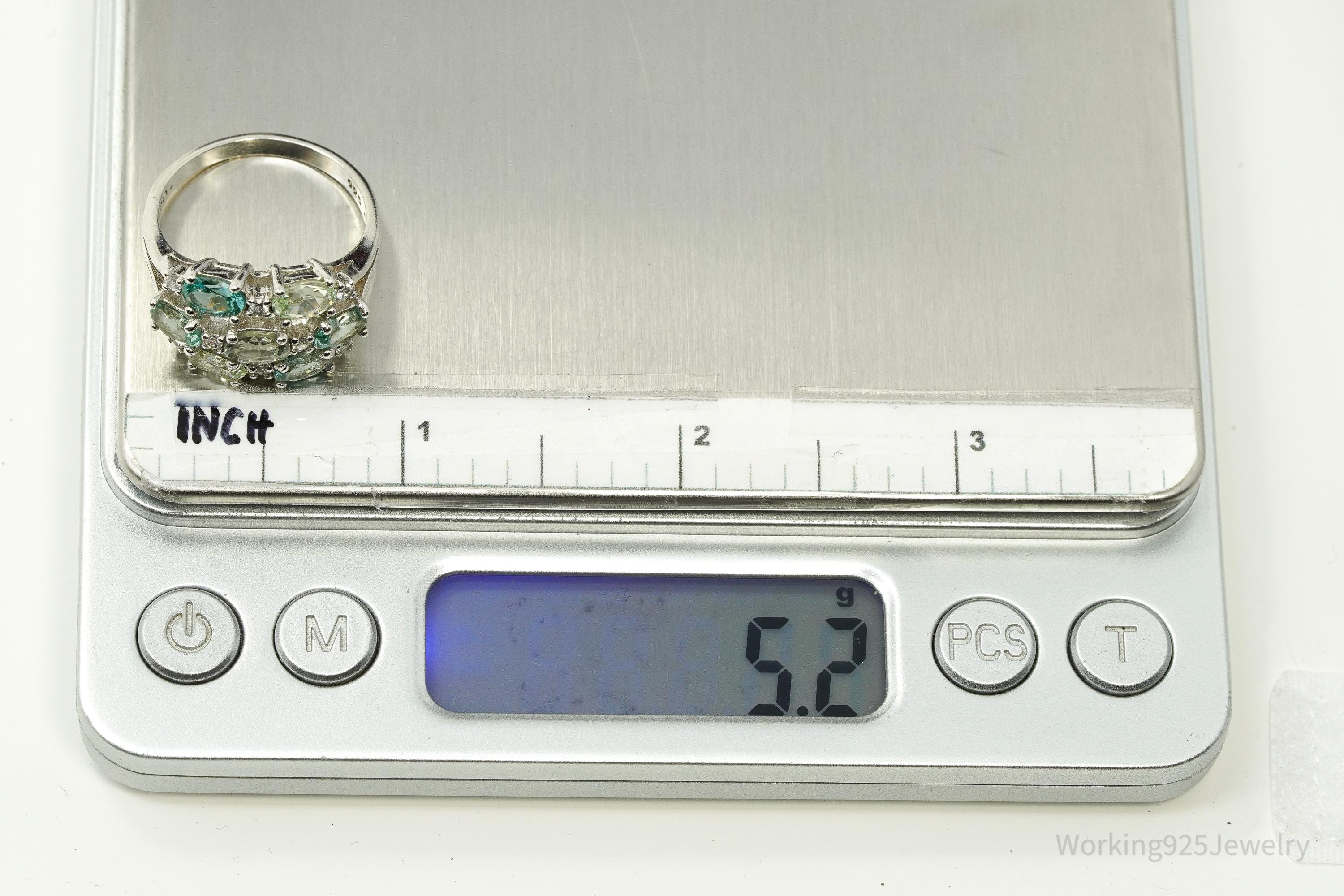 Vintage JOSEPH ESPOSITO ESPO Multi Gemstone Sterling Silver Ring - Size 9