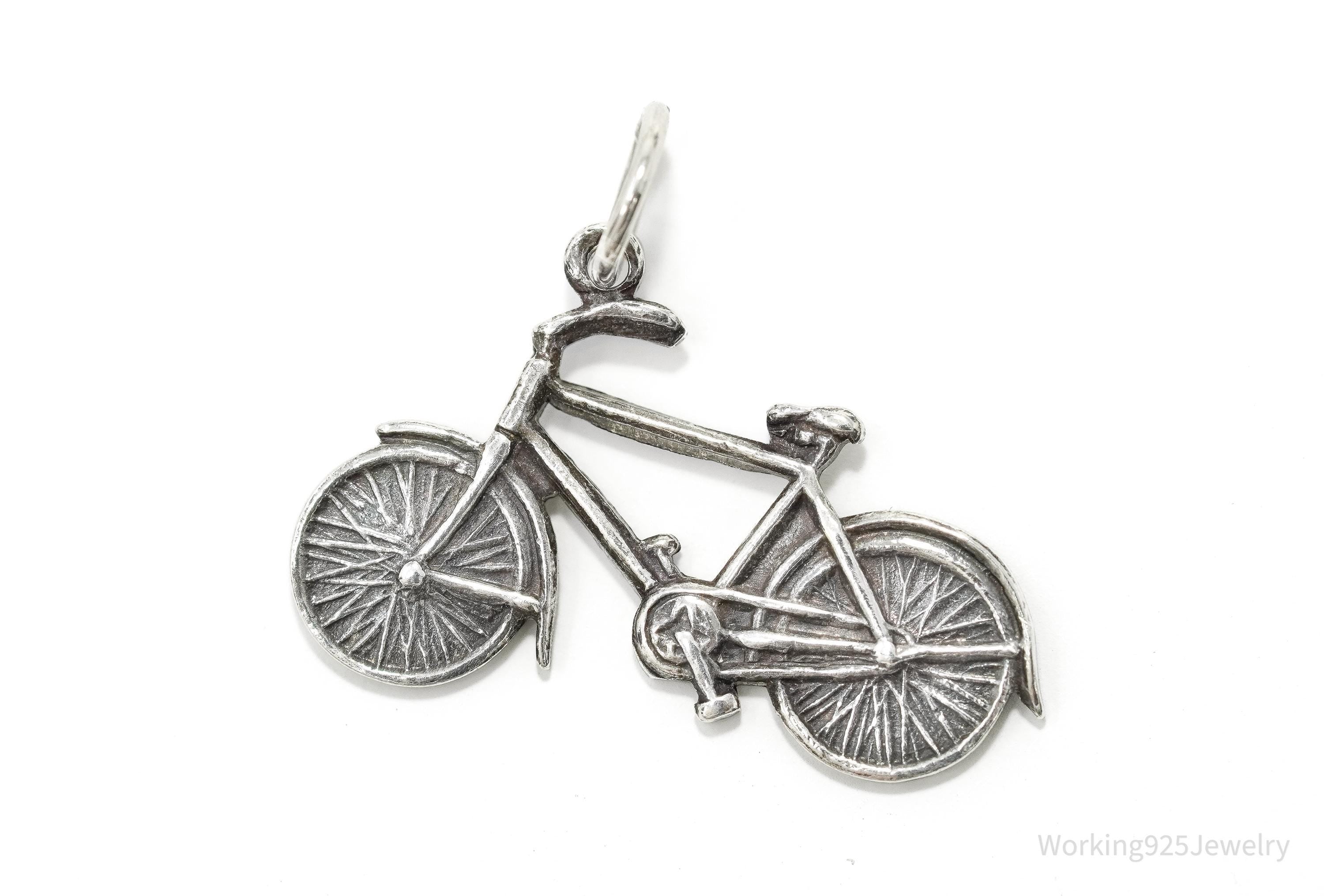 Vintage Bicycle Sterling Silver Charm Pendant