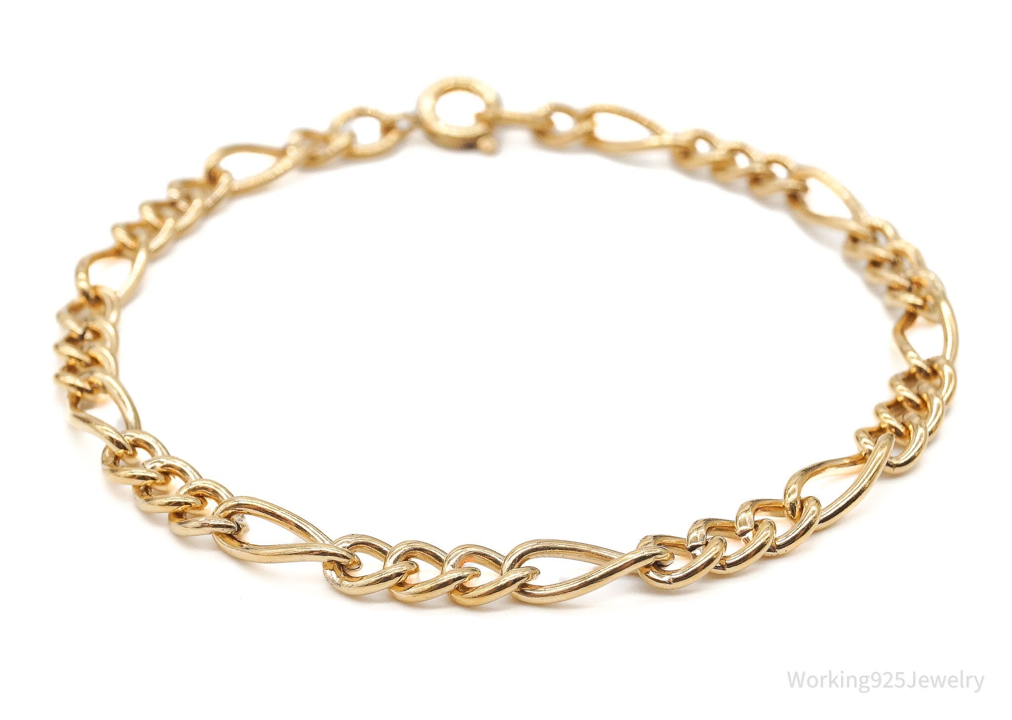 Vintage 1/20 12K Gold Filled Figaro Chain Bracelet