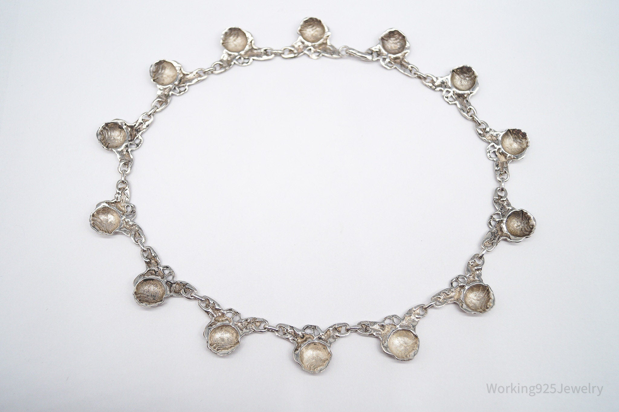 Antique Linked Roses 800 Silver Necklace 16"