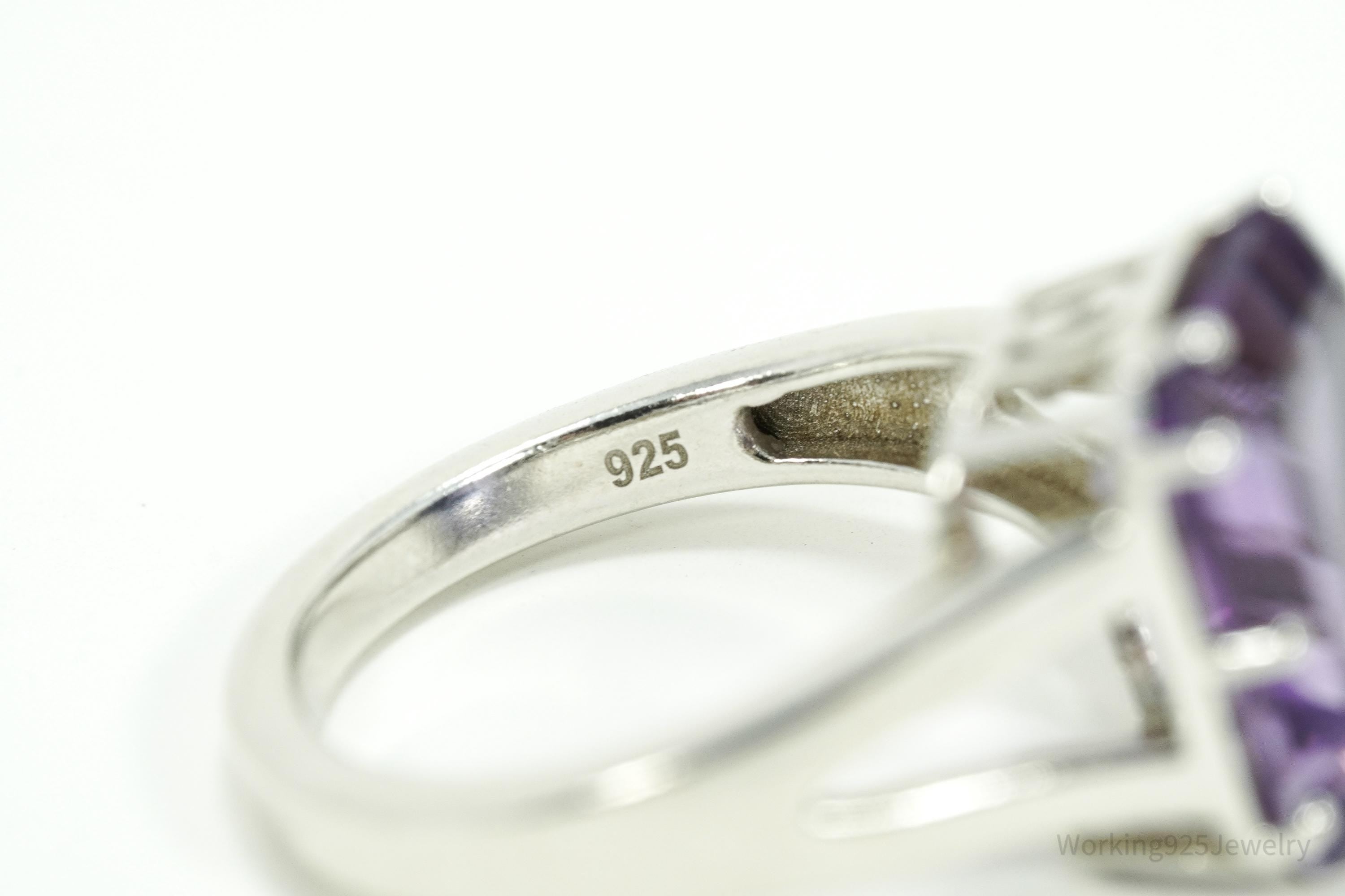 Vintage LNT Amethyst Sterling Silver Ring - Size 8.75