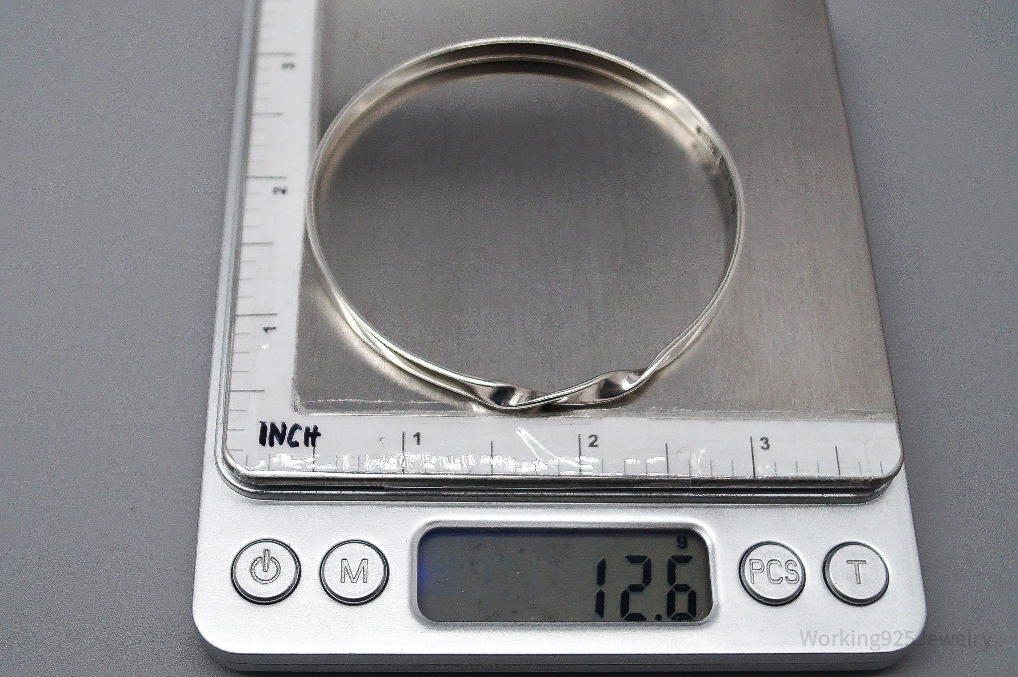 Vintage London Maker SGC Modernist Style Sterling Silver Bracelet - 8"