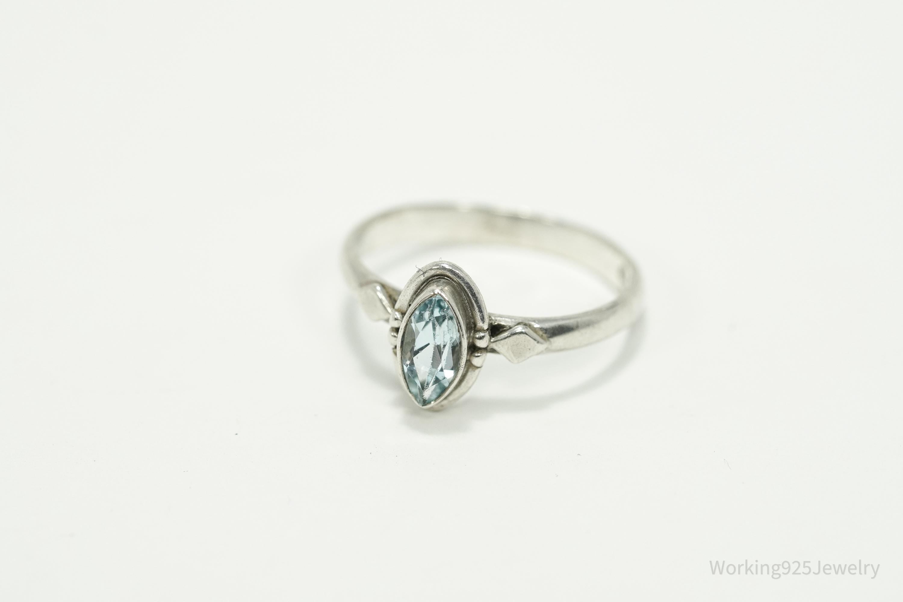 Vintage Designer Doug Paulus Blue Topaz Sterling Silver Ring - Size 8.25