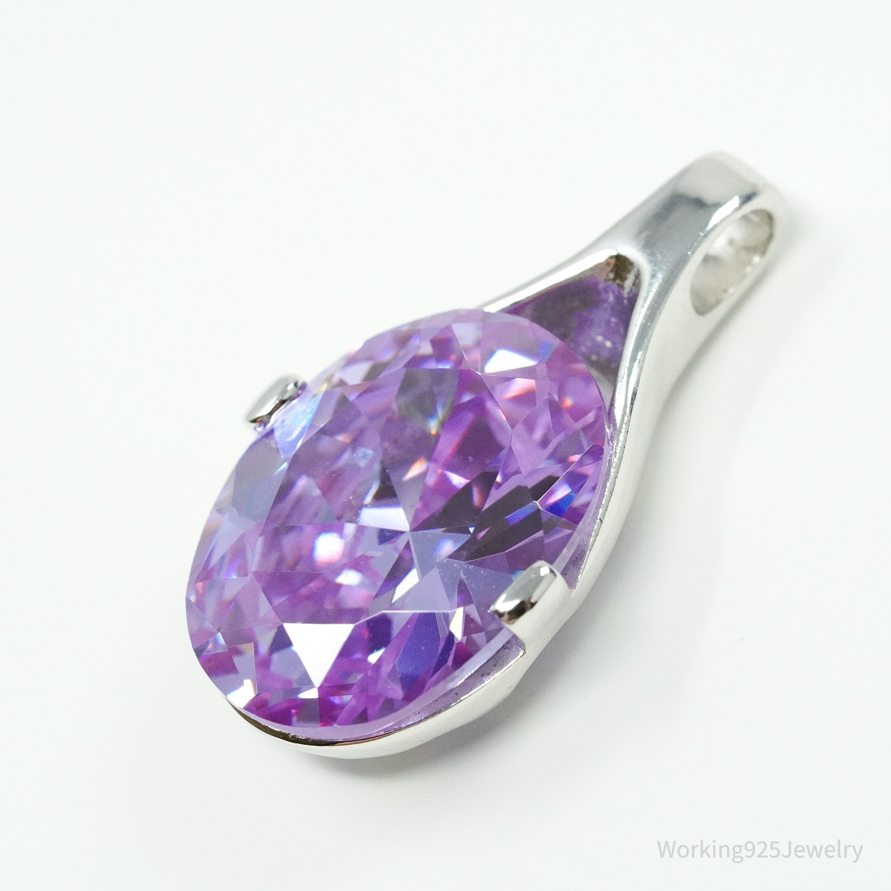 Vintage Purple Cubic Zirconia Sterling Silver Pendant